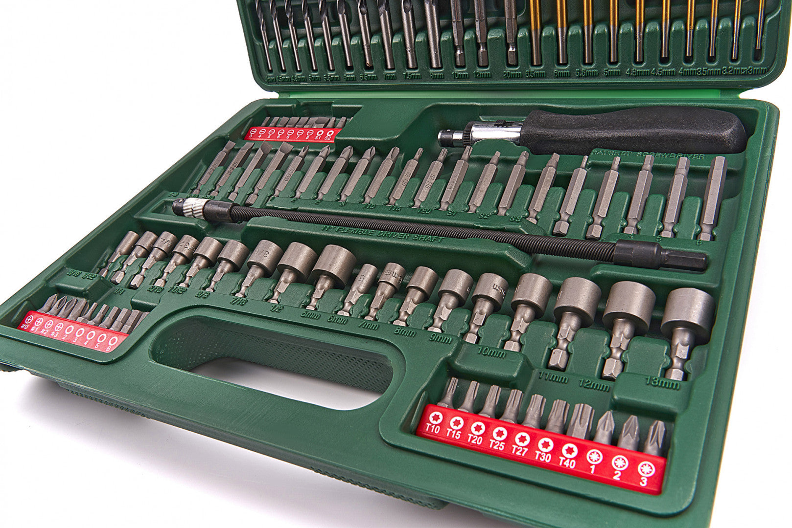 FÚRÓ ÉS CSAVAROZÓ BIT KÉSZLET FA FÉM BETON 112 DB