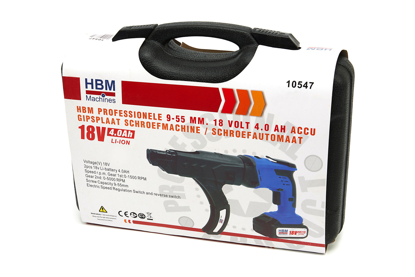 TÁRAS GIPSZKARTON CSAVAROZÓ AKKUMULÁTORRAL 9-55MM 18 V 4 AH HBM