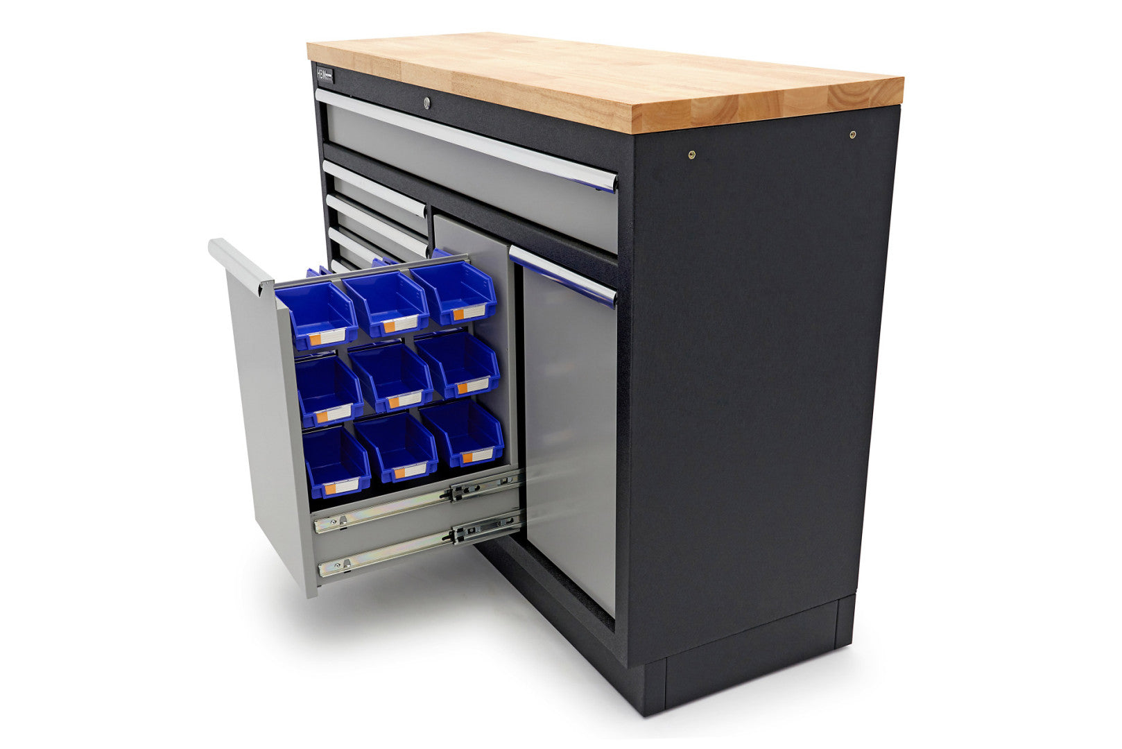 PROFESSZIONÁLIS SZERSZÁMOS SZEKRÉNY MUNKALAPPAL 136CM 9 TÁROLÓVAL HBM