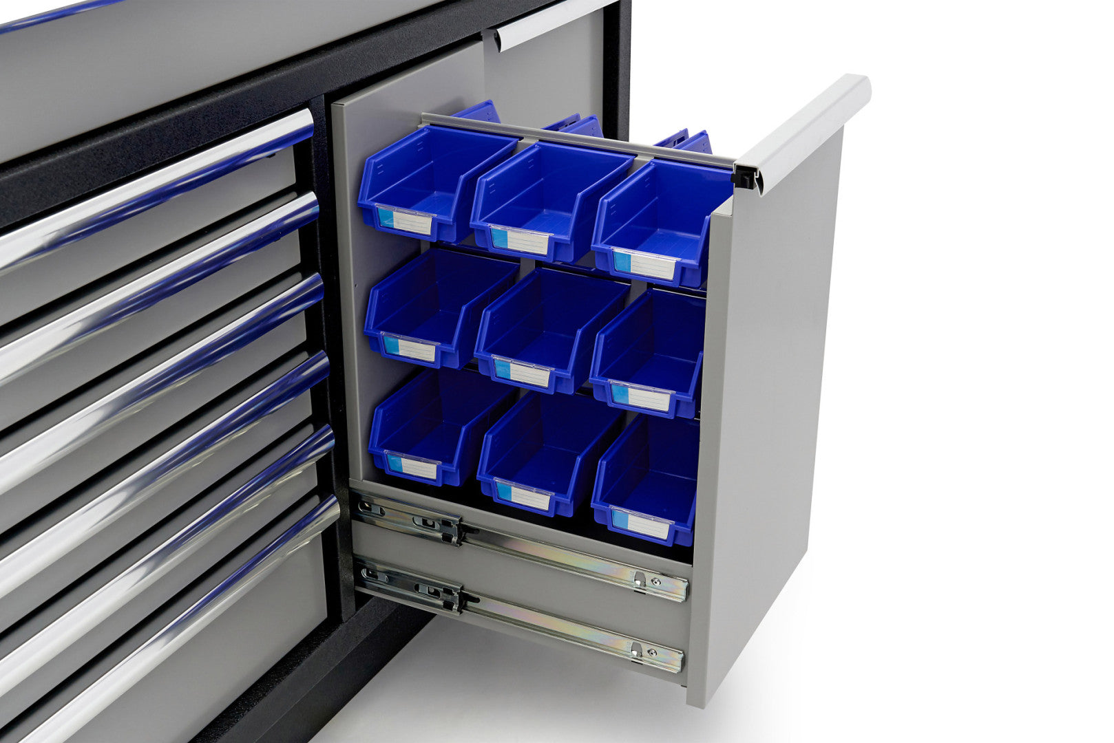 PROFESSZIONÁLIS SZERSZÁMOS SZEKRÉNY MUNKALAPPAL 136CM 9 TÁROLÓVAL HBM