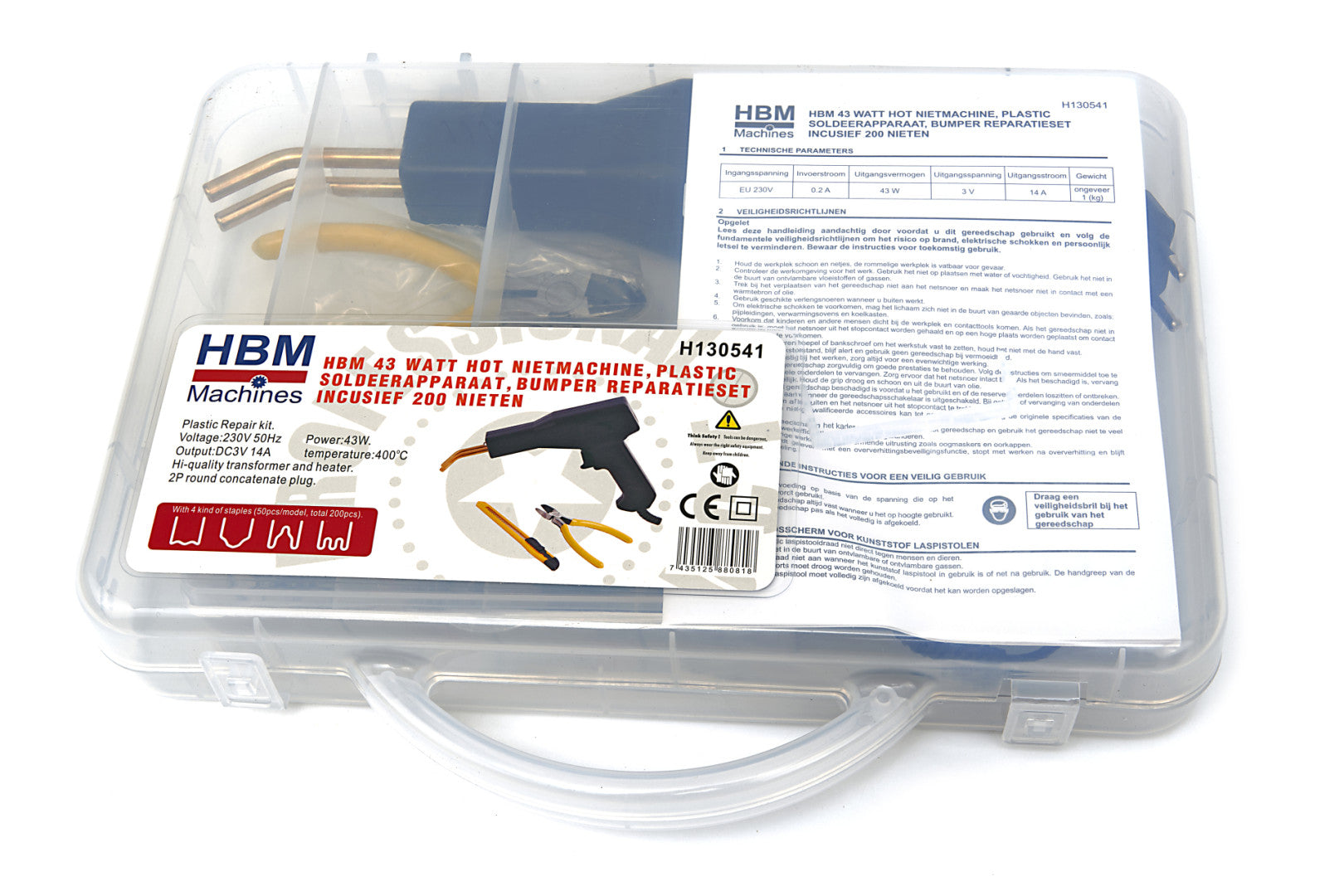 MŰANYAG HEGESZTŐ PISZTOLY 43W 200 TŰZŐKAPOCCSAL HBM