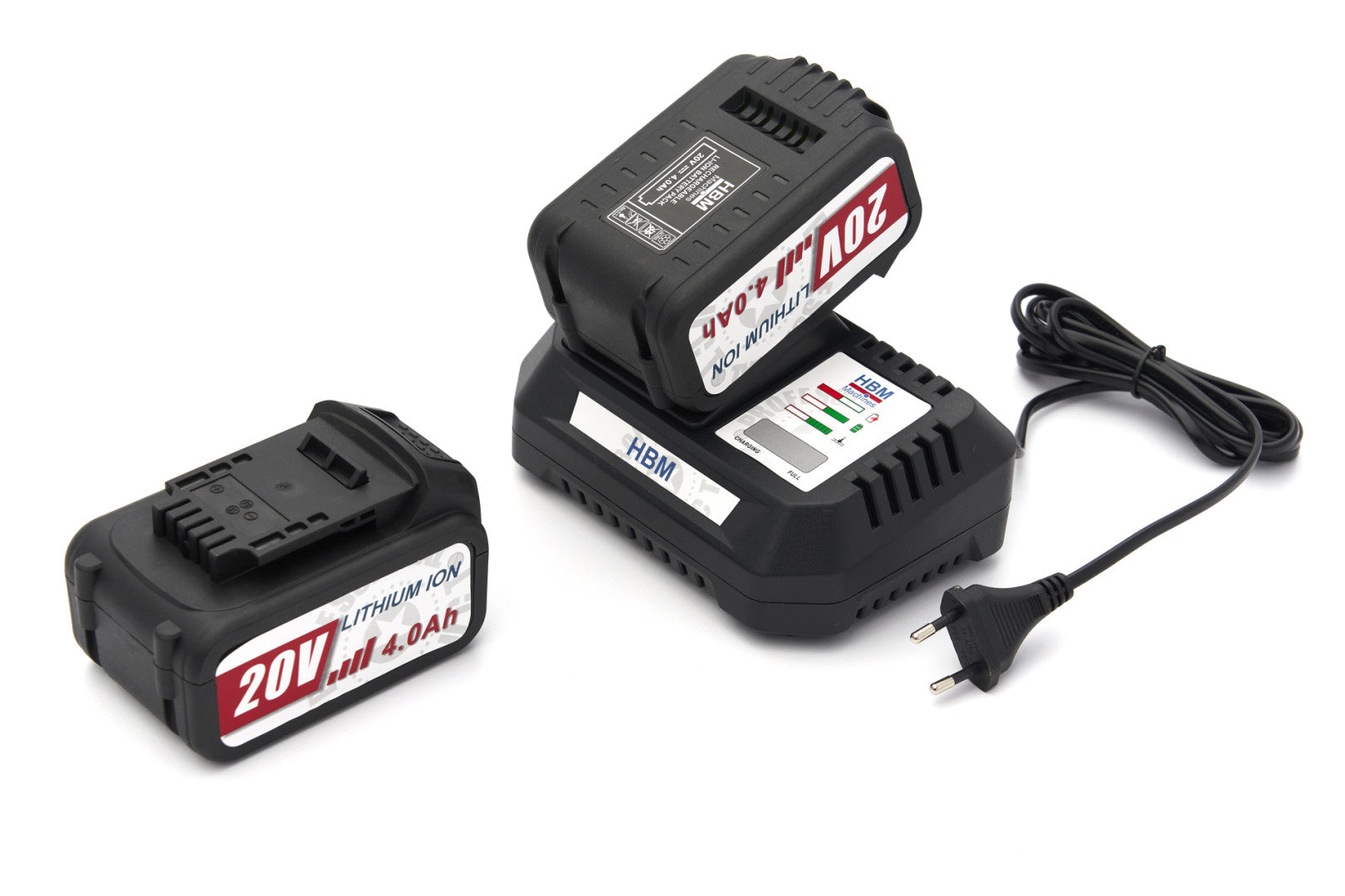 ELEKTROMOS FŰNYÍRÓ ÉS SÖVÉNYVÁGÓ KÉSZLET 2 AKKUMULÁTORRAL 20V 4.0Ah HBM