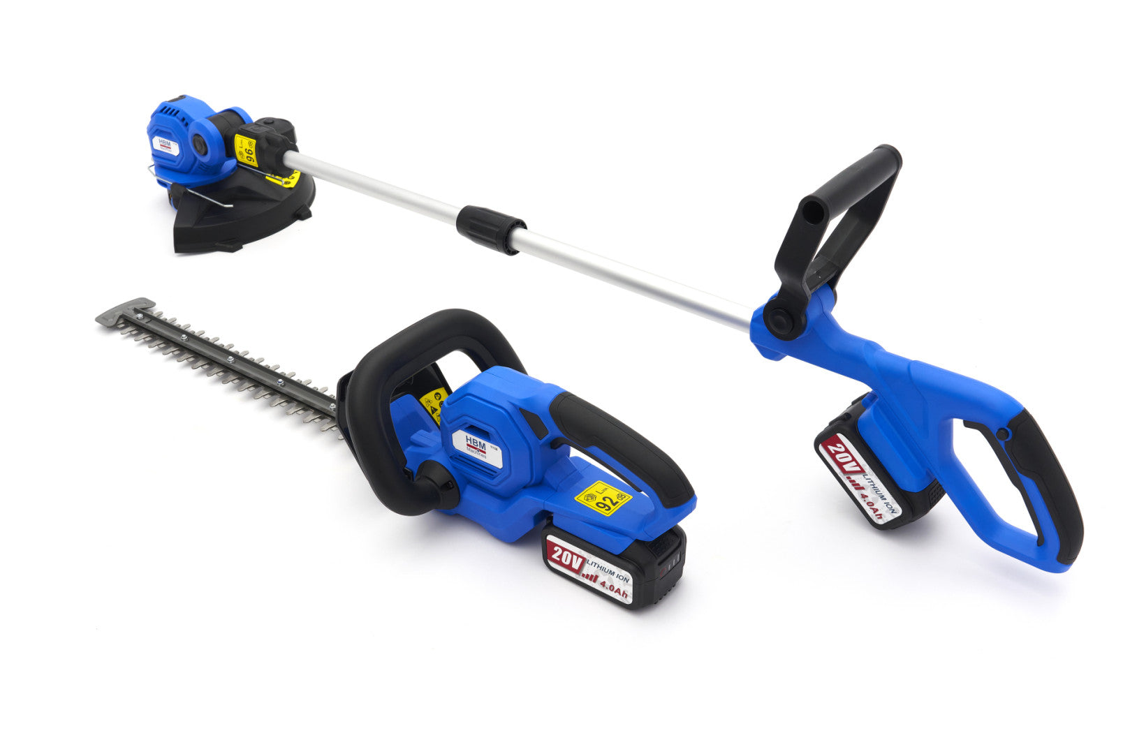 ELEKTROMOS FŰNYÍRÓ ÉS SÖVÉNYVÁGÓ KÉSZLET 2 AKKUMULÁTORRAL 20V 4.0Ah HBM