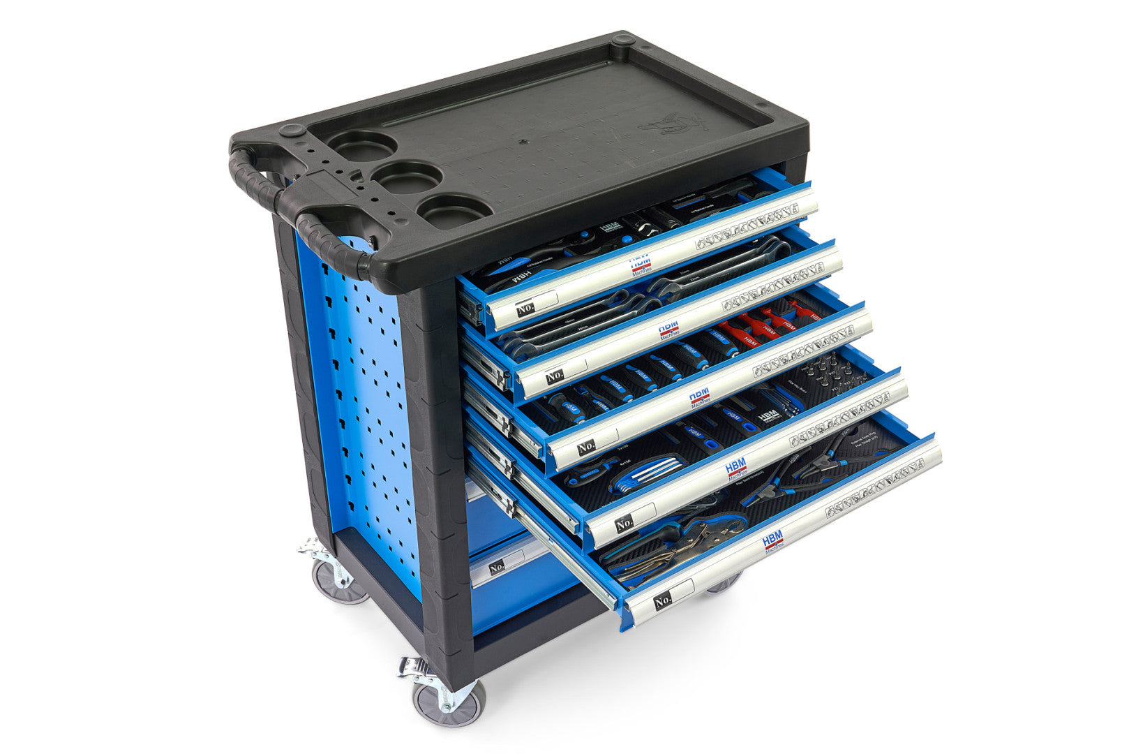 PROFESSZIONÁLIS FELSZERELT SZERSZÁMOS KOCSI – SZERSZÁMOS SZEKRÉNY 7 FIÓK 196 DB KÉK 5 MODUL PREMIUM, HOLLANDIA