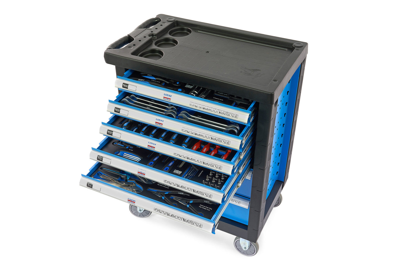 PROFESSZIONÁLIS FELSZERELT SZERSZÁMOS KOCSI – SZERSZÁMOS SZEKRÉNY 7 FIÓK 196 DB KÉK 5 MODUL PREMIUM, HOLLANDIA