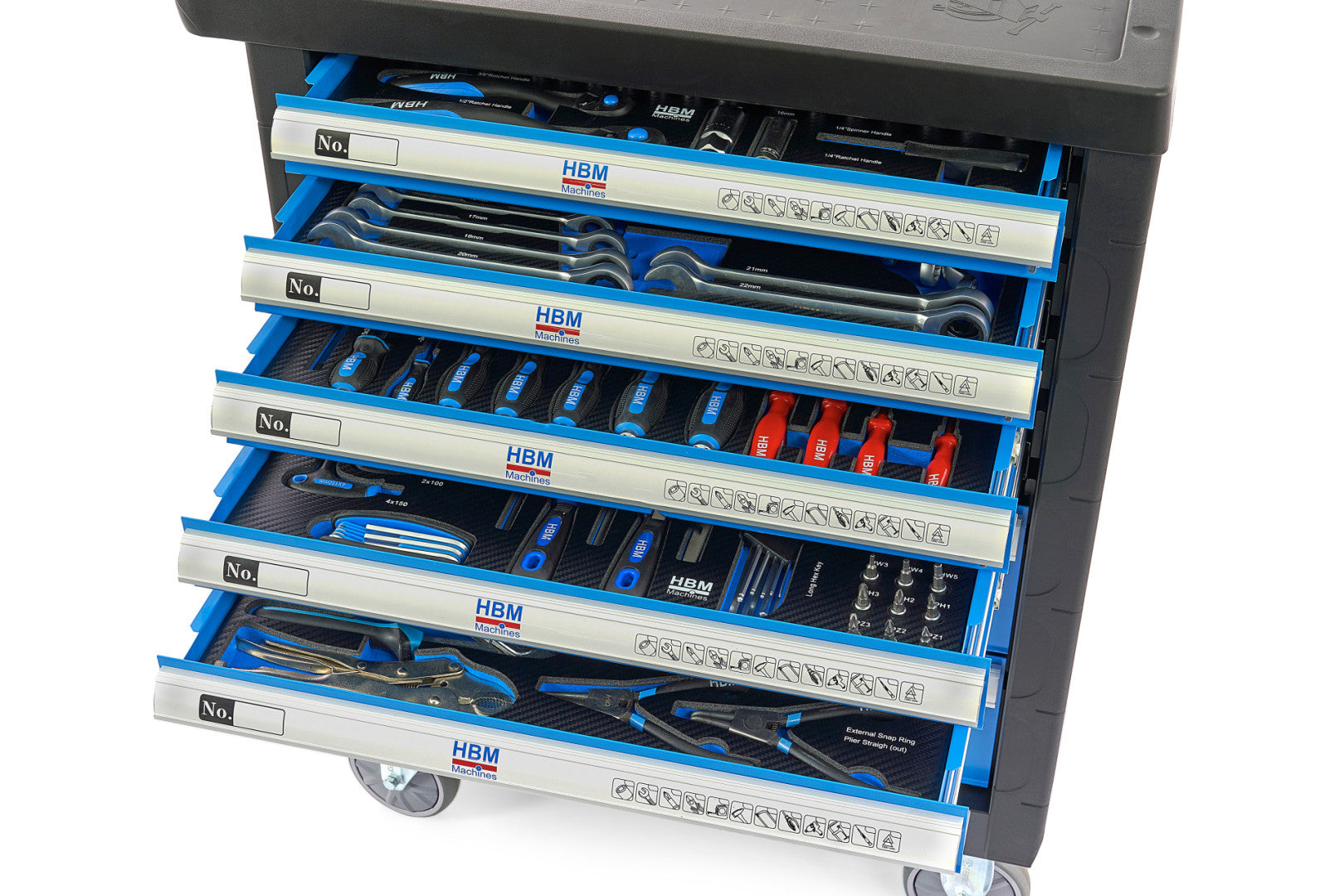 PROFESSZIONÁLIS FELSZERELT SZERSZÁMOS KOCSI – SZERSZÁMOS SZEKRÉNY 7 FIÓK 196 DB KÉK 5 MODUL PREMIUM, HOLLANDIA