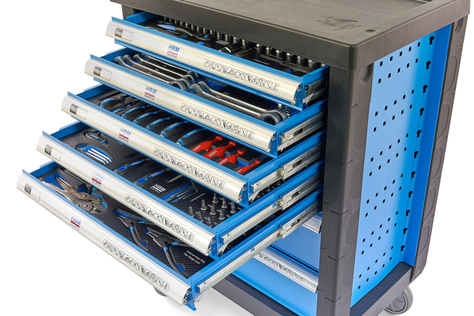 PROFESSZIONÁLIS FELSZERELT SZERSZÁMOS KOCSI – SZERSZÁMOS SZEKRÉNY 7 FIÓK 196 DB KÉK 5 MODUL PREMIUM, HOLLANDIA