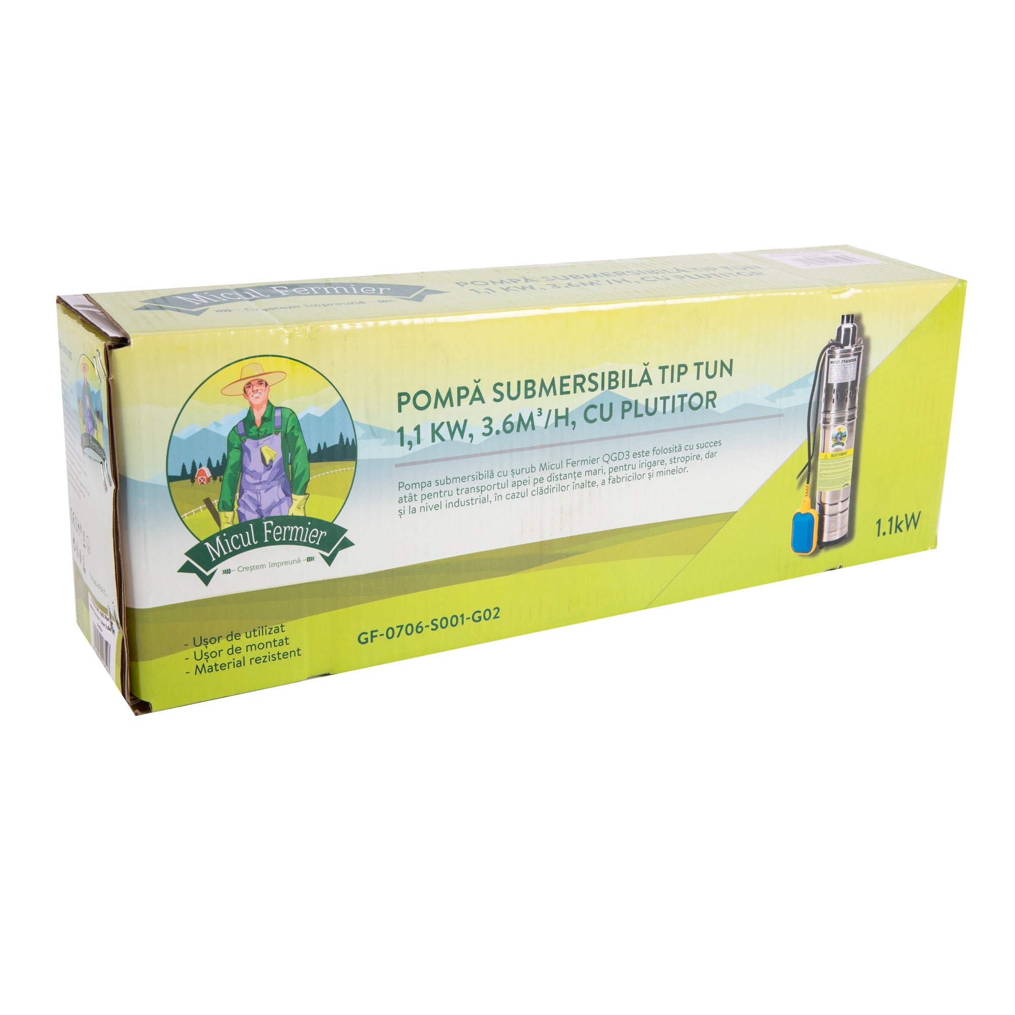 ÁGYÚ TÍPUSÚ BÚVÁRSZIVATTYÚ ÚSZÓVAL 1100W 1850L/ORA