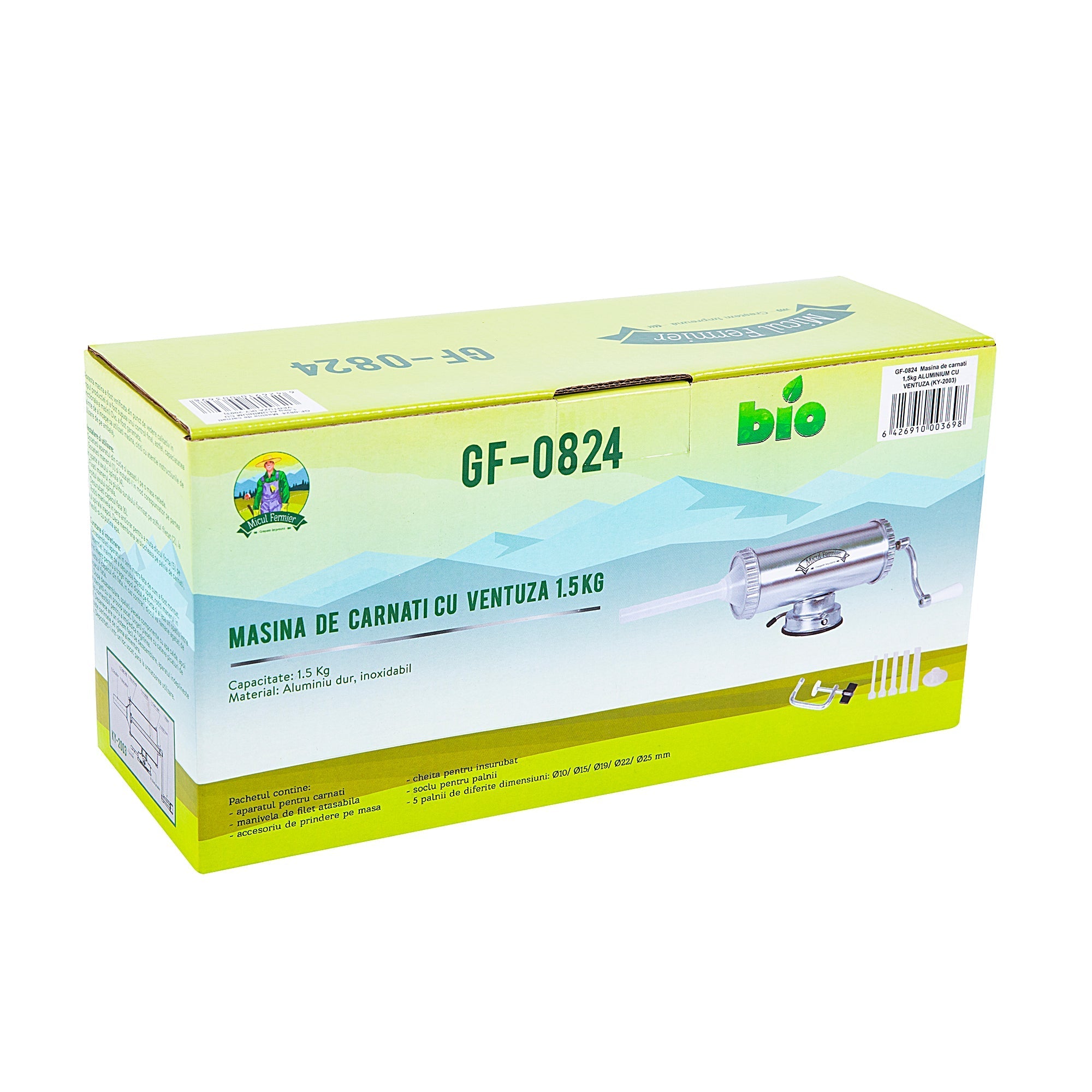 Kolbásztöltő gép tapadókoronggal, Inox, 1.5 kg