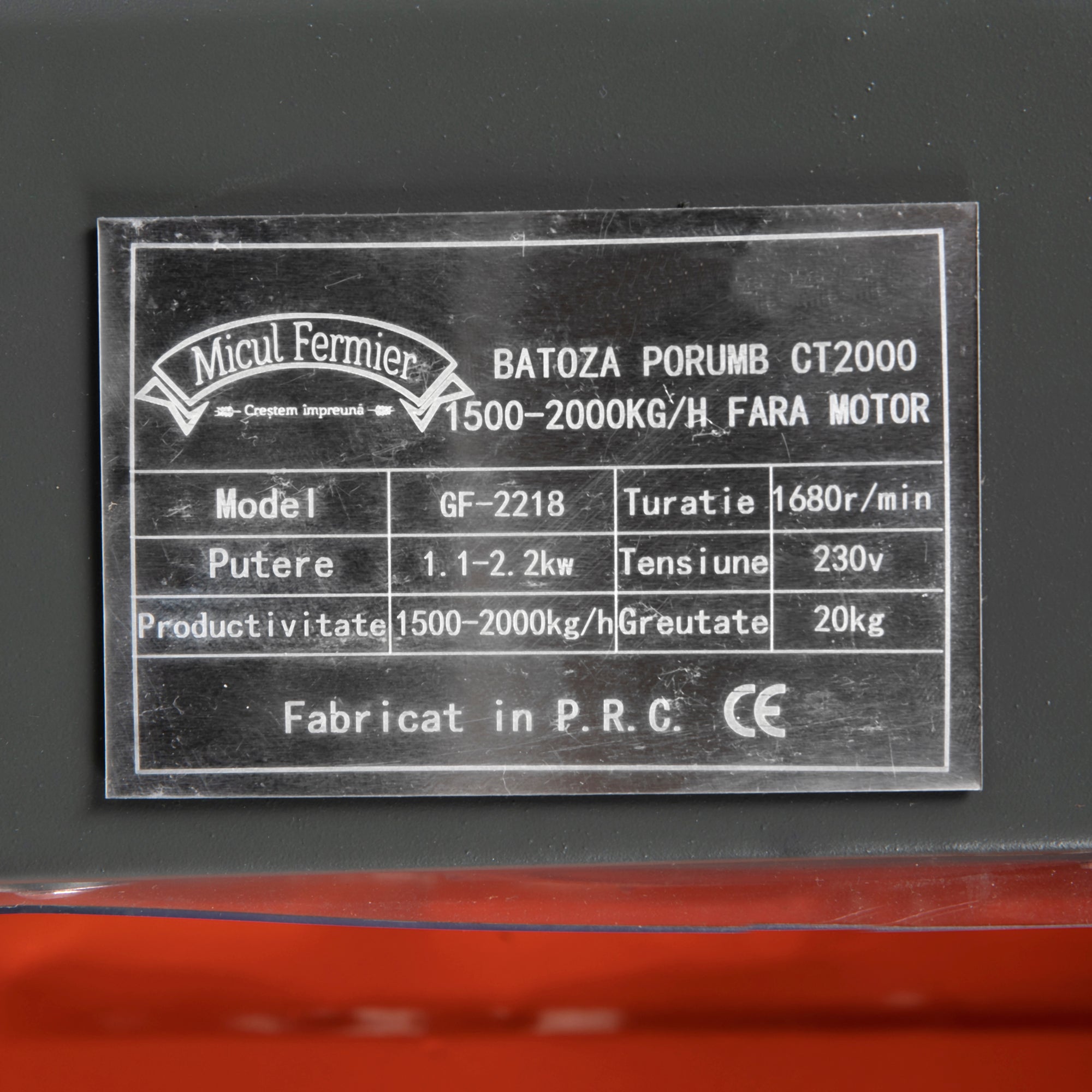 KUKORICA MORZSOLÓ FEJTŐGÉP - MOTOR NÉLKÜLI 1500-2000KG/H CT2000