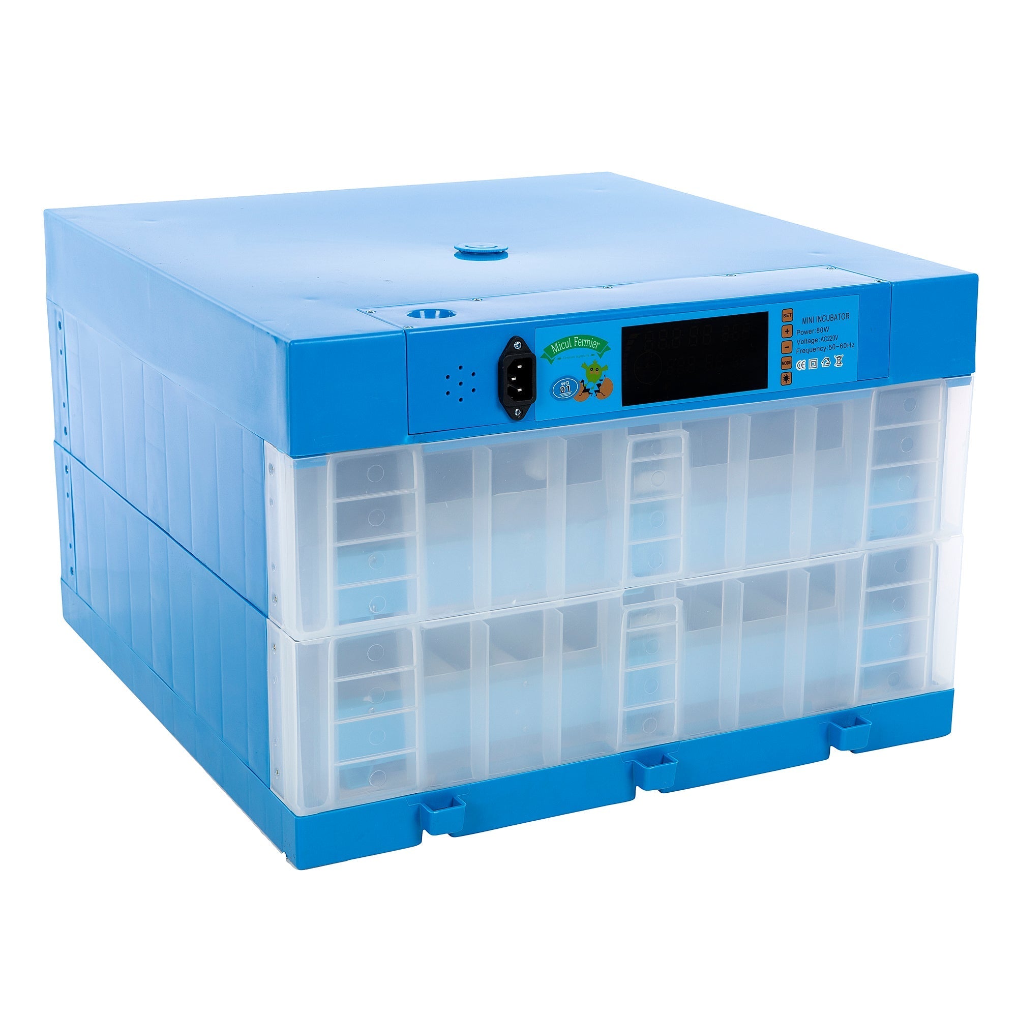 Automatikus inkubátor 128 tojáshoz, 2 emeletes 80W