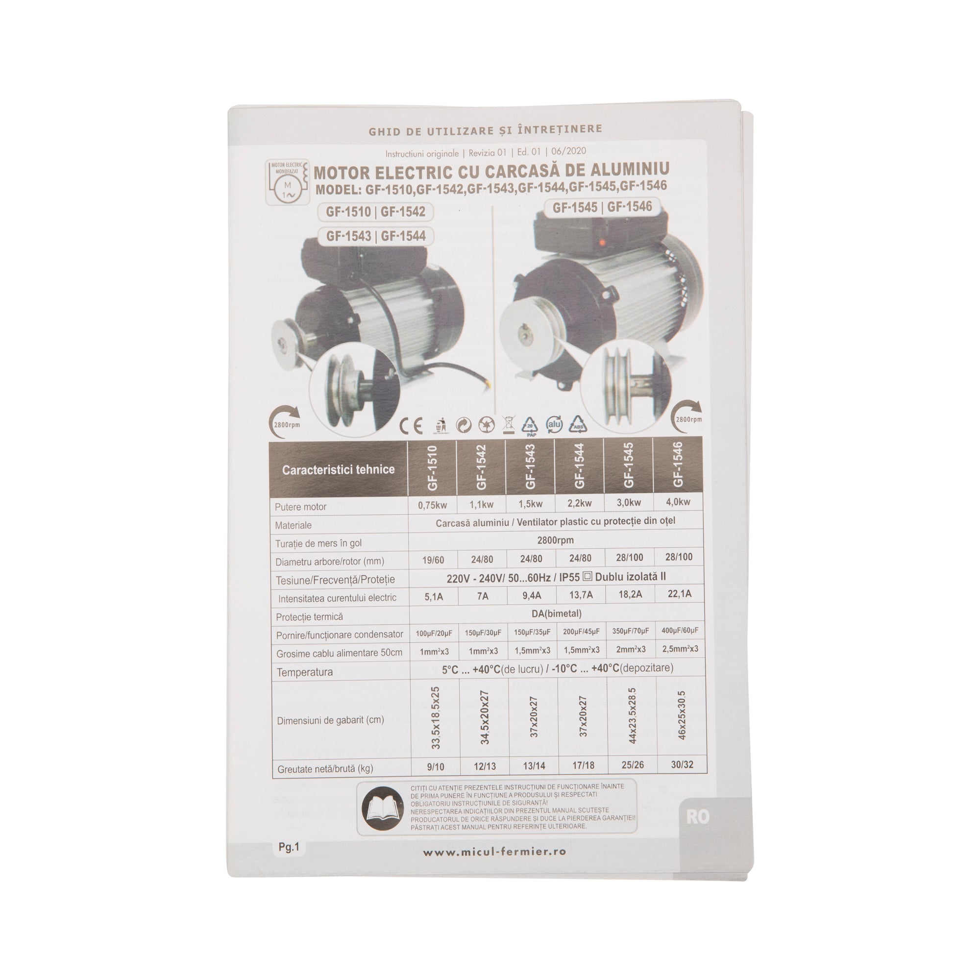 VILLANYMOTOR GABONADARÁLÓHOZ 2800RPM 1.1KW 7A