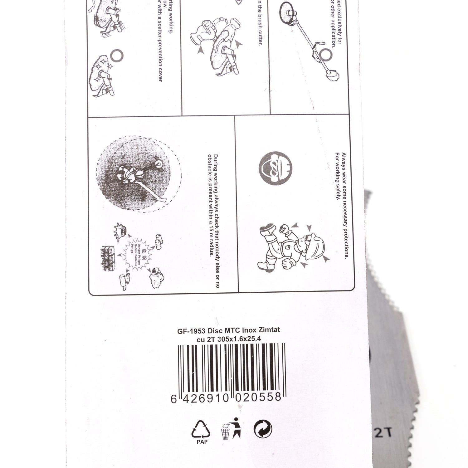 FŰKASZA VÁGÓLAP, INOX 2T 305X1.6X25.4