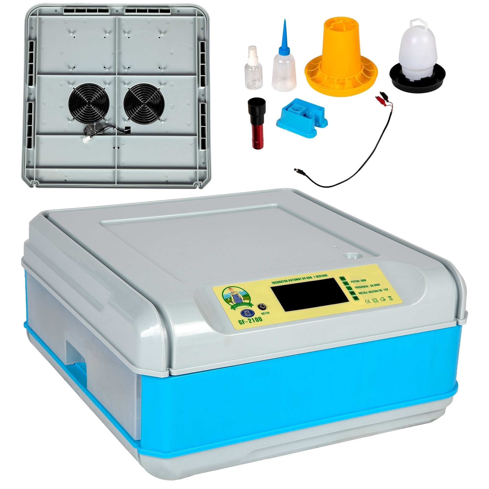 Automatikus inkubátor 64 tojáshoz, 1 fiókkal 80W