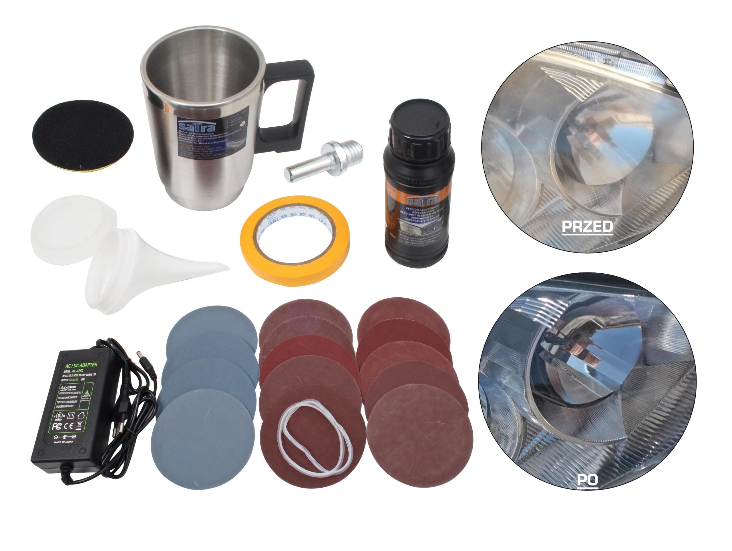 FÉNYSZÓRÓ HELYREÁLLÍTÓ KÉSZLET FOLYÉKONY POLIMERREL 23 DB SATRA