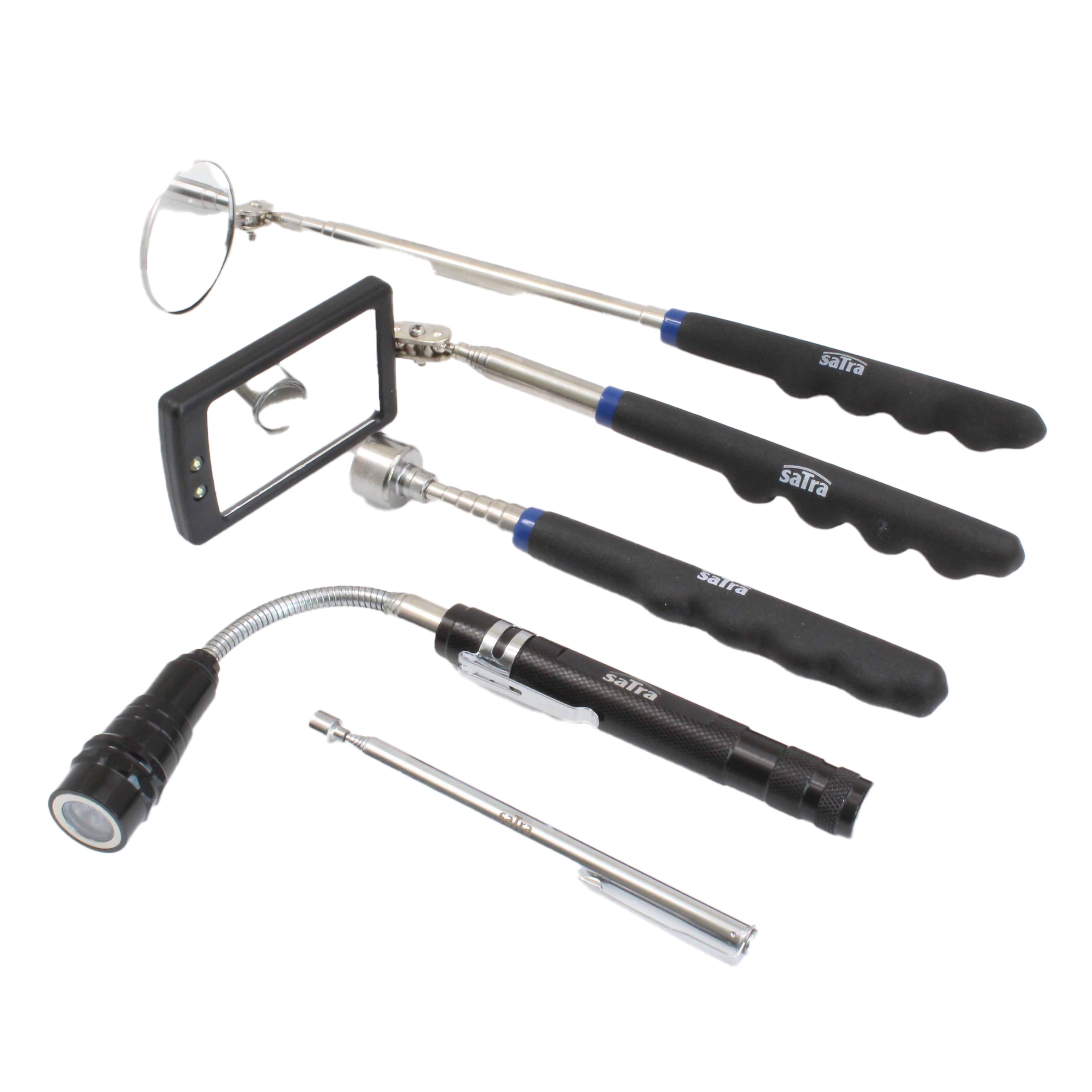 CSAVARFELSZEDŐ ÉS VIZSGÁLÓ KÉSZLET 5 DB - MÁGNES, TÜKÖR, LED LÁMPA