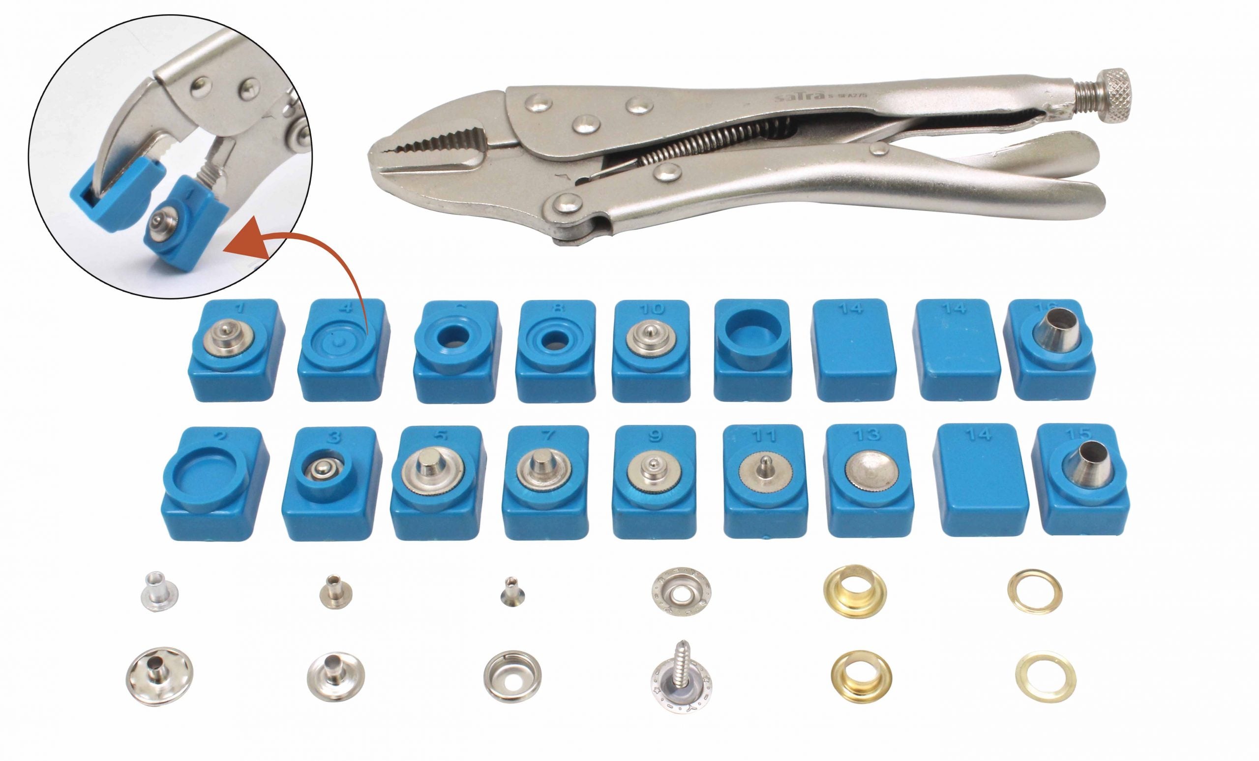 ÖNZÁRÓ FOGÓ ÉS KAPOCS KÉSZLET 275 DARABOS SATRA