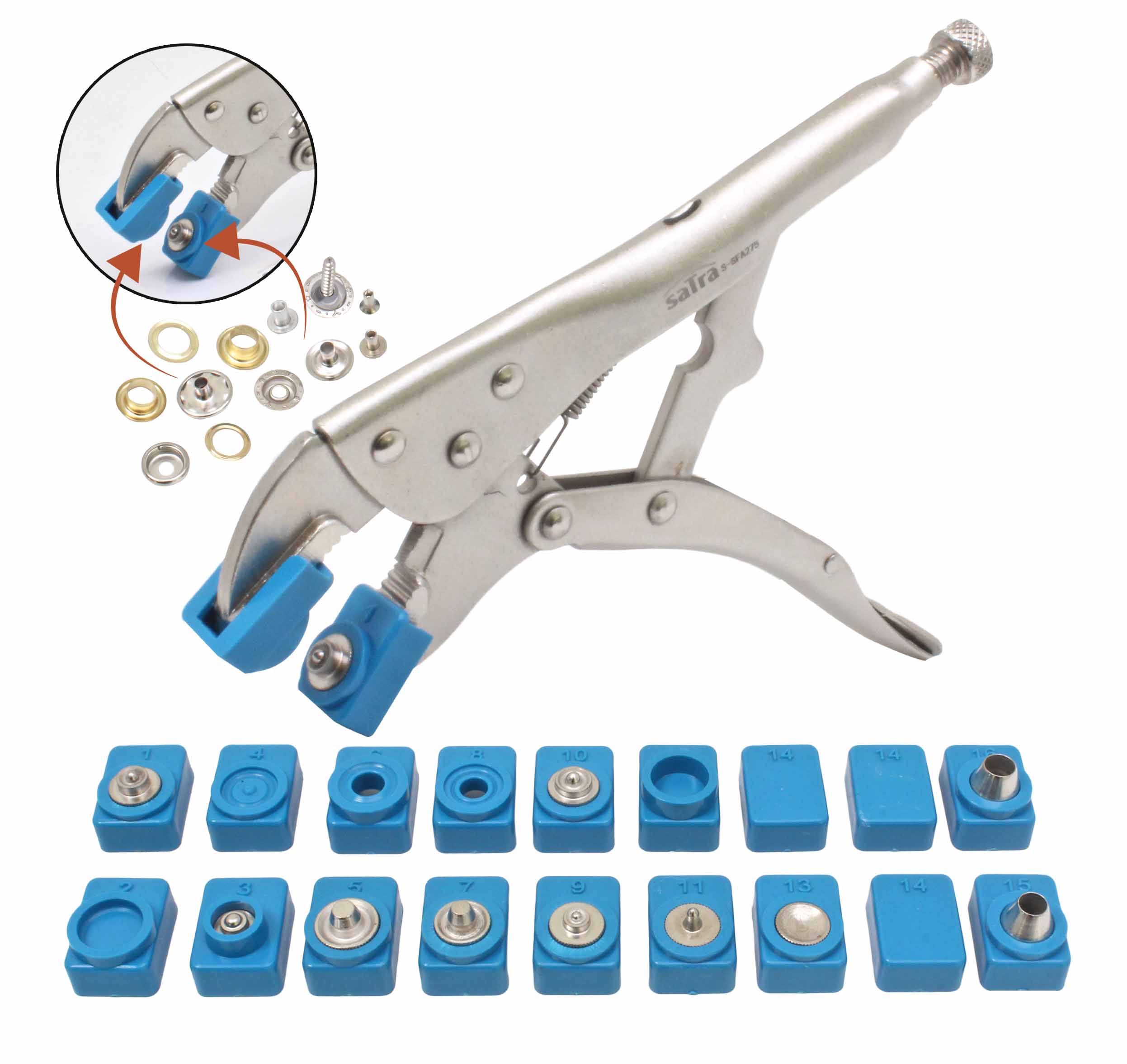 ÖNZÁRÓ FOGÓ ÉS KAPOCS KÉSZLET 275 DARABOS SATRA