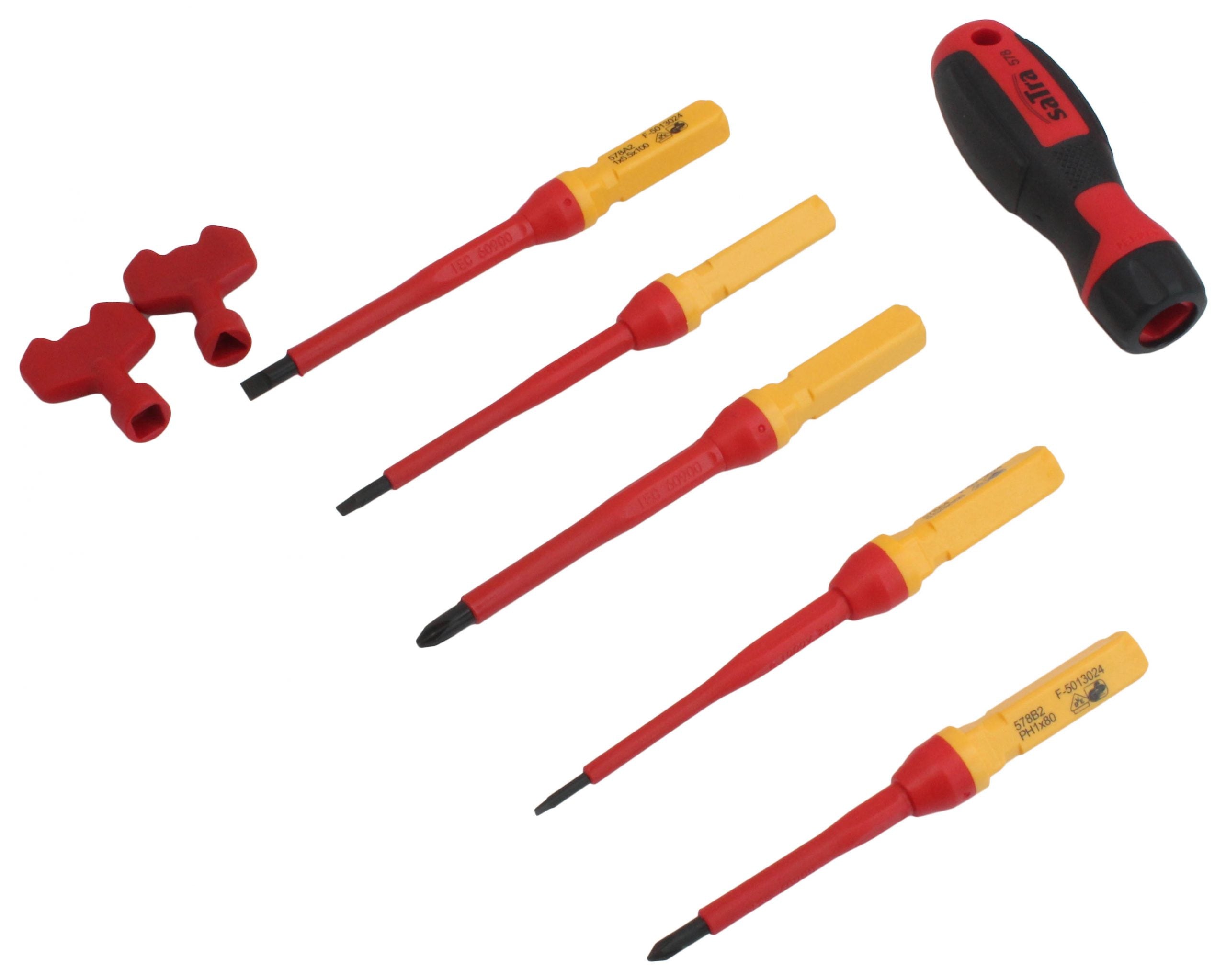 VILLANYSZERELŐ VDE CSAVARHÚZÓ KÉSZLET CSERÉLHETŐ FEJJEL 8 DB