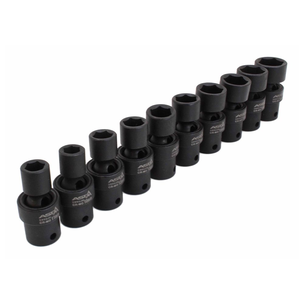 KARDÁN CSUKLÓS DUGÓKULCS KÉSZLET 3/8 10-19 MM 10 DB ASTA