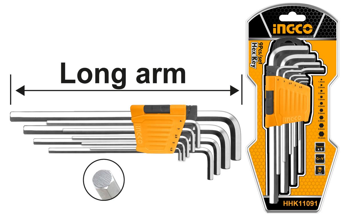 TORX L-KULCS KÉSZLET ÁLVÁNNYAL 9DB INGCO