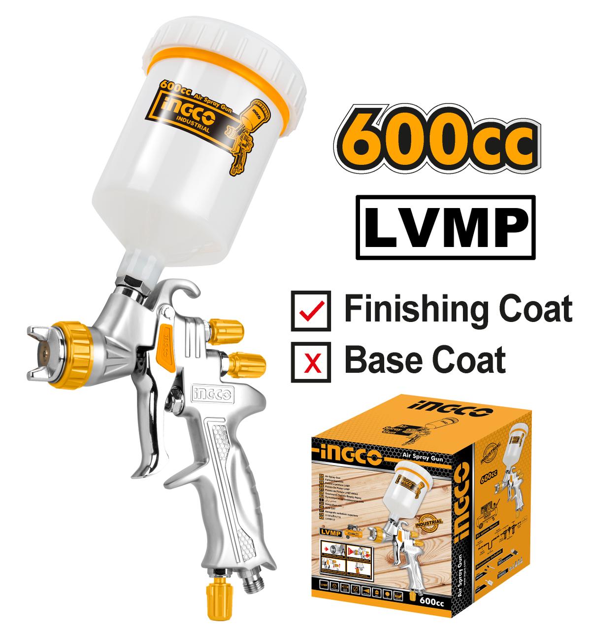FESTÉKSZÓRÓ PISZTOLY MŰANYAG FELSŐ TARTÁLLYAL LVMP 1.3 MM 600 ML INGCO