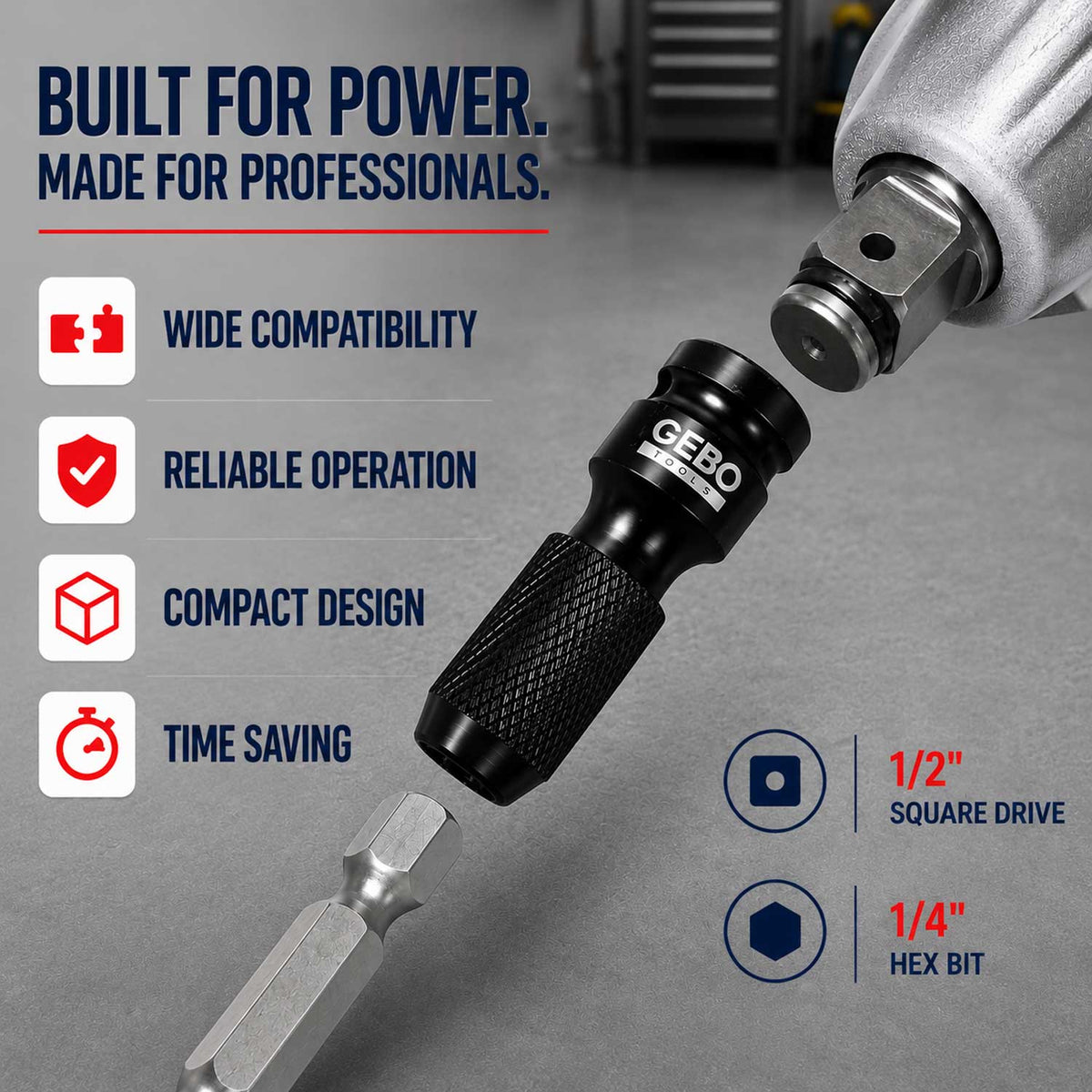 Gépi bit adapter 1/2" - 1/4" GEBO TOOLS