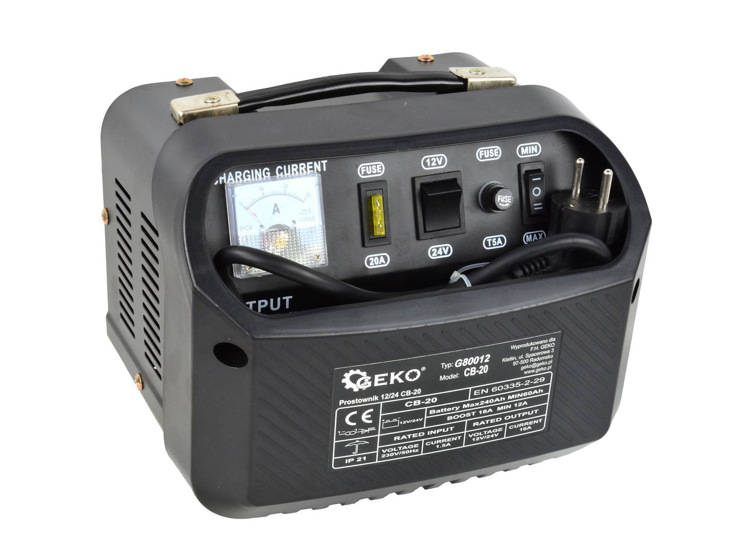 Autó akkumulátor töltő 12/24V cb-20 12–18a 60–240 ah akkumulátorokhoz GEKO