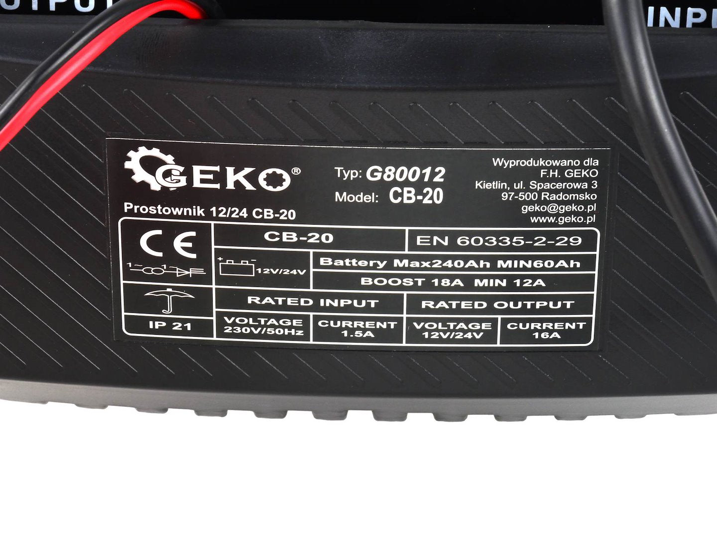 Autó akkumulátor töltő 12/24V cb-20 12–18a 60–240 ah akkumulátorokhoz GEKO