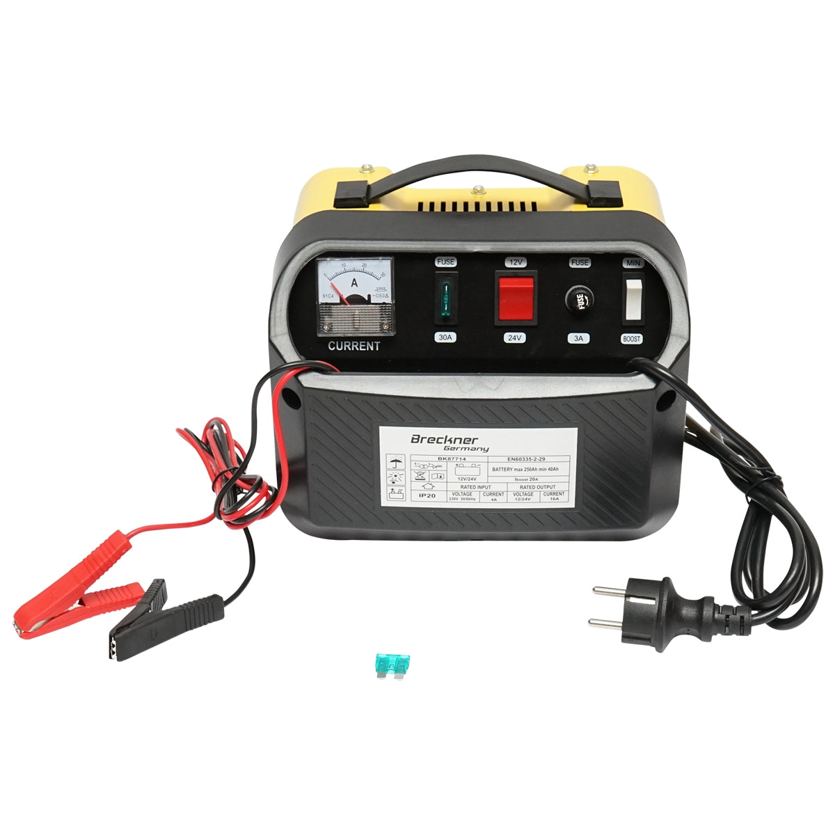 AUTÓAKKUMULÁTOR TÖLTŐ 12/24V 20A 230V/566W 40-250AH AKKUMULÁTOROKHOZ BRECKNER GERMANY