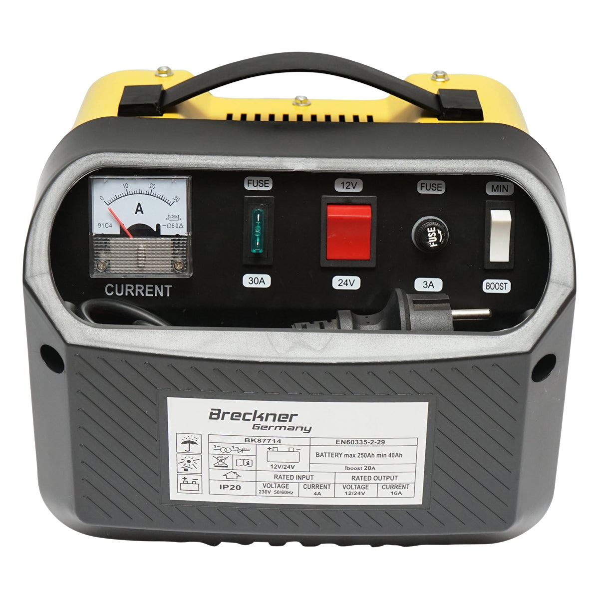 AUTÓAKKUMULÁTOR TÖLTŐ 12/24V 20A 230V/566W 40-250AH AKKUMULÁTOROKHOZ BRECKNER GERMANY