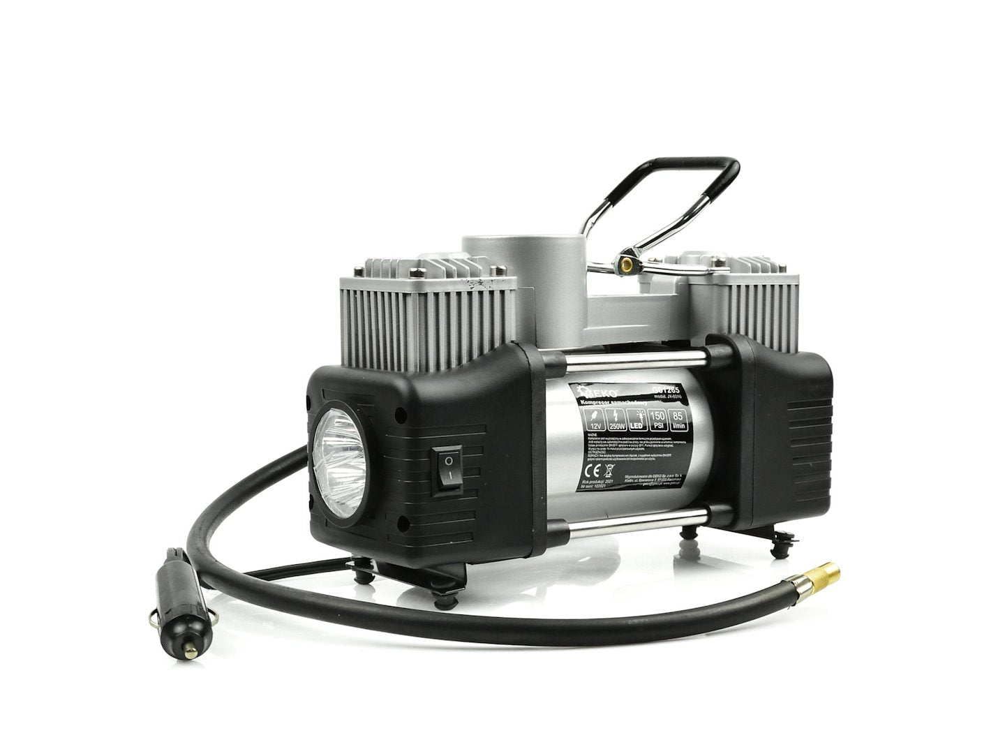 Autós kompresszor 12 v 250 w beépített lámpával GEKO