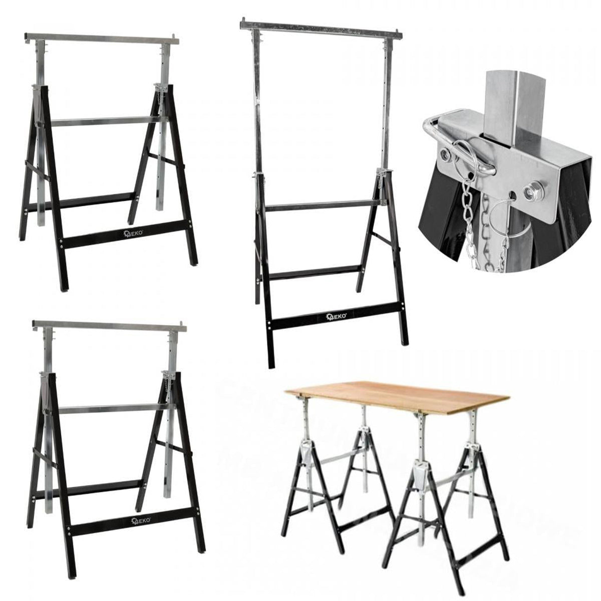 Szerelőbak - tartóbak állítható magassággal 80-130 cm 2 db GEKO