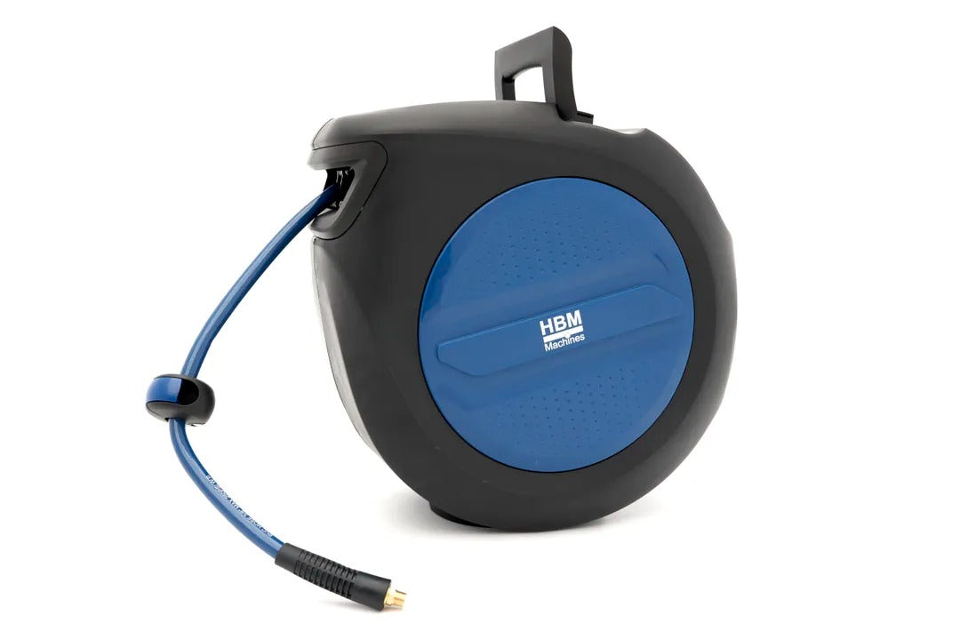 TÖMLŐDOB SŰRÍTETT LEVEGŐHÖZ – 30M, AUTOMATA VISSZAHÚZÁS ÉS RÖGZÍTÉS, 180°-BAN FORGATHATÓ TARTÓVAL – HBM