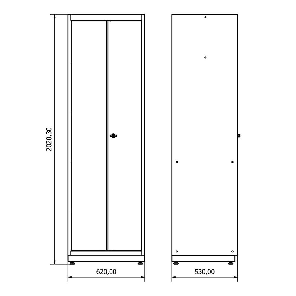 KEREKES SZERSZÁMOS SZEKRÉNY 2 AJTÓVAL ÉS 5 POLCCAL 62 X 53 X 202 CM