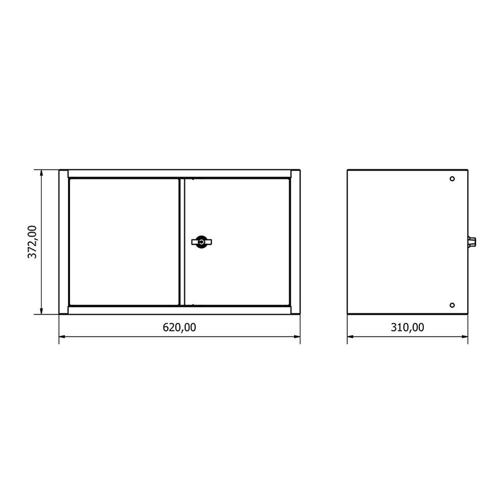 FELFOGHATÓ FÉM SZERSZÁMOS SZEKRÉNY 62 X 31 X 37 CM