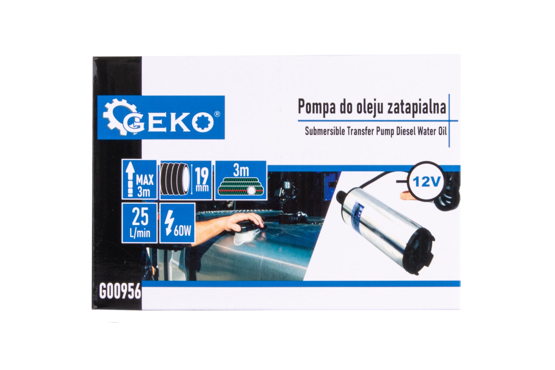 Búvárpumpa 60W 12V 25l/min 3m-es tömlővel gázolaj és folyadékok átadására