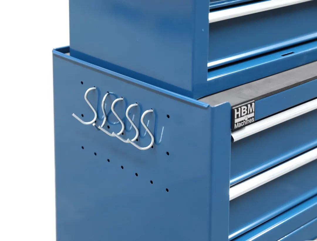 ÜRES FÉM SZERSZÁMOS SZEKRÉNY - SZERSZÁMOS KOCSI 2 DB 6 FIÓK 2 AJTÓ KÉK, HBM, HOLLANDIA, 61,4 X 33 X 106,4 CM