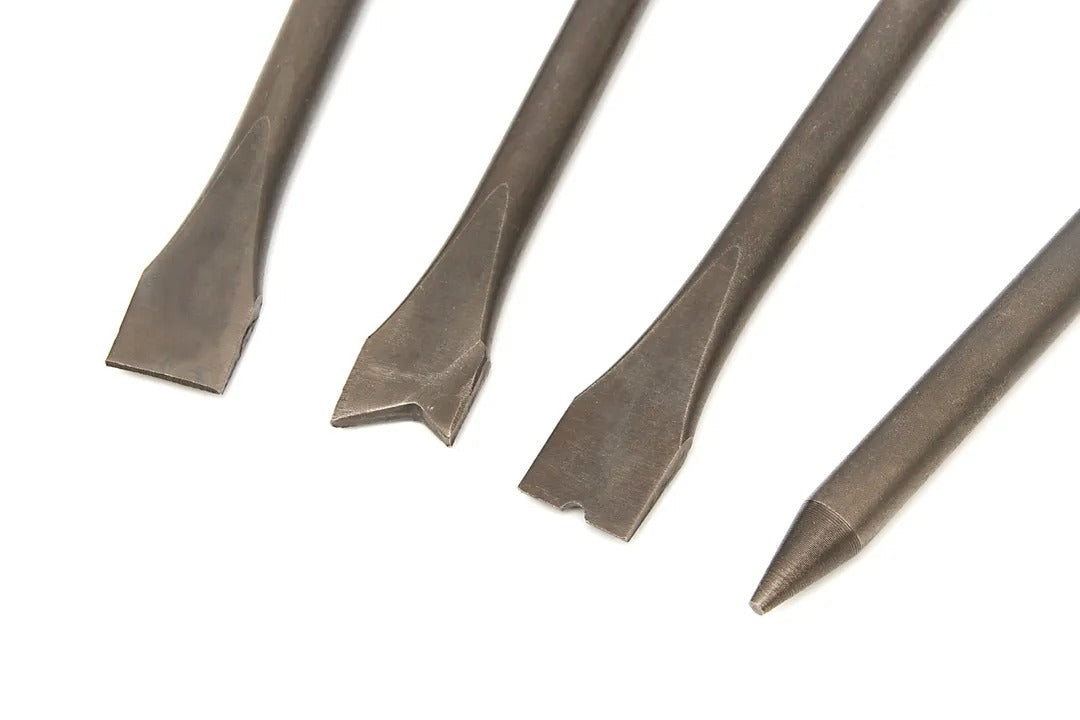 VÉSŐ KÉSZLET PNEUMATIKUS VÉSŐKALAPÁCSHOZ 2 AZ 1-BEN 4 DB HBM 170 MM SZÉNACÉL