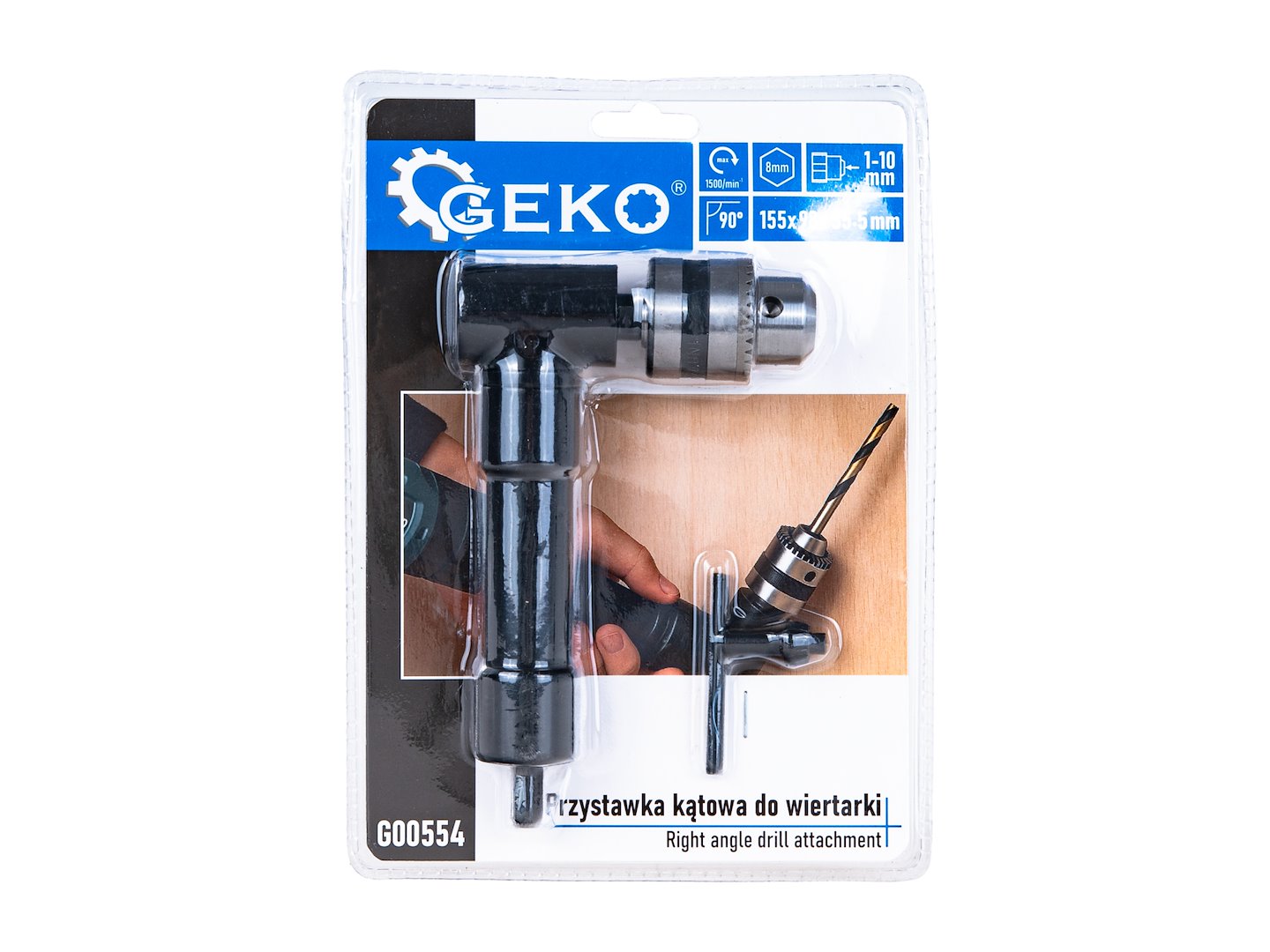 Derékszögű adapter fúró- és csavarbehajtó gépekhez 1-10 mm GEKO