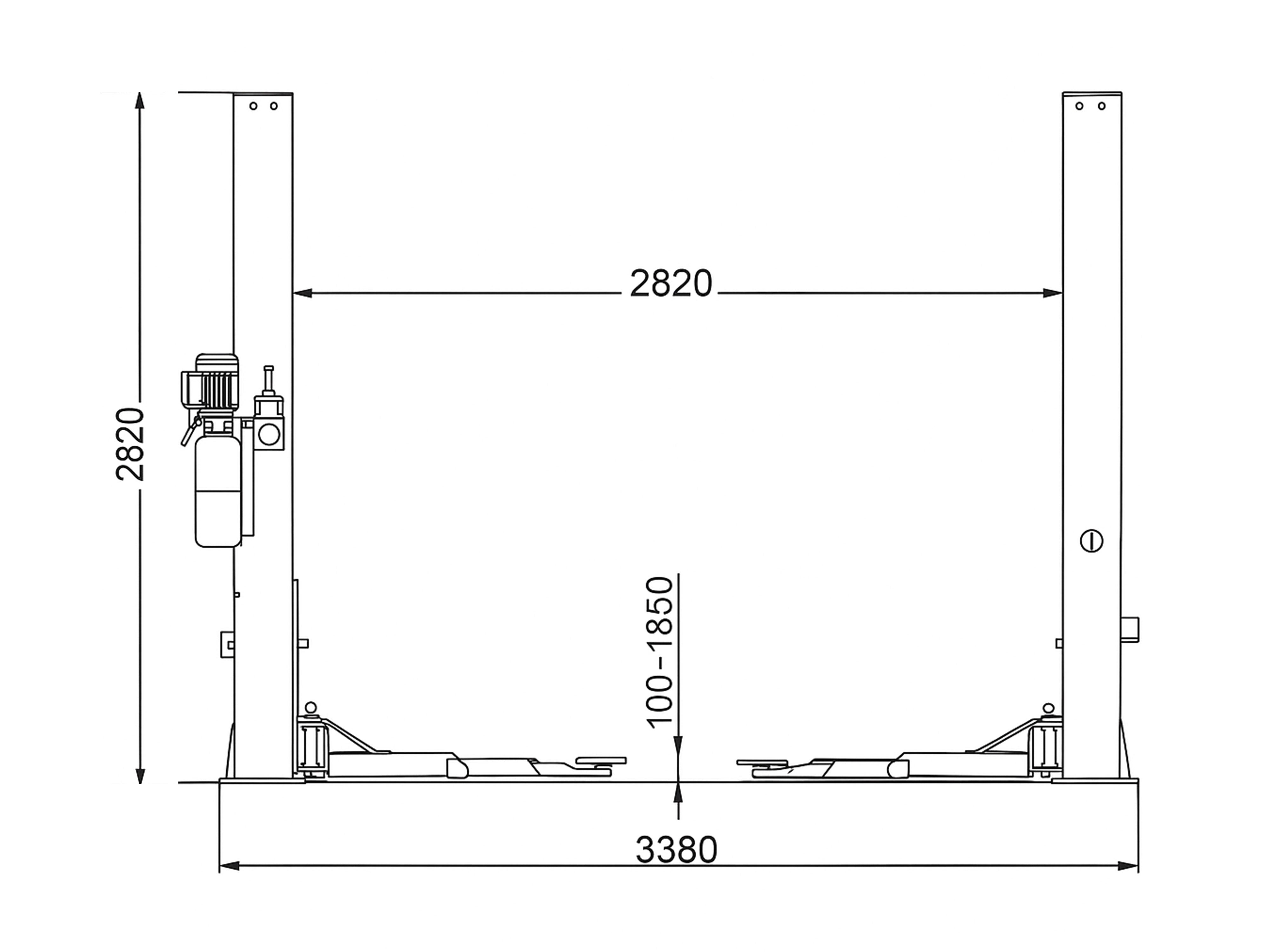KÉTOSZLOPOS - CSÁPOS EMELŐ 4T KÉZI ELEKTROHIDRAULIKUS NYITÁSSAL 230V + INGYENES OLAJ