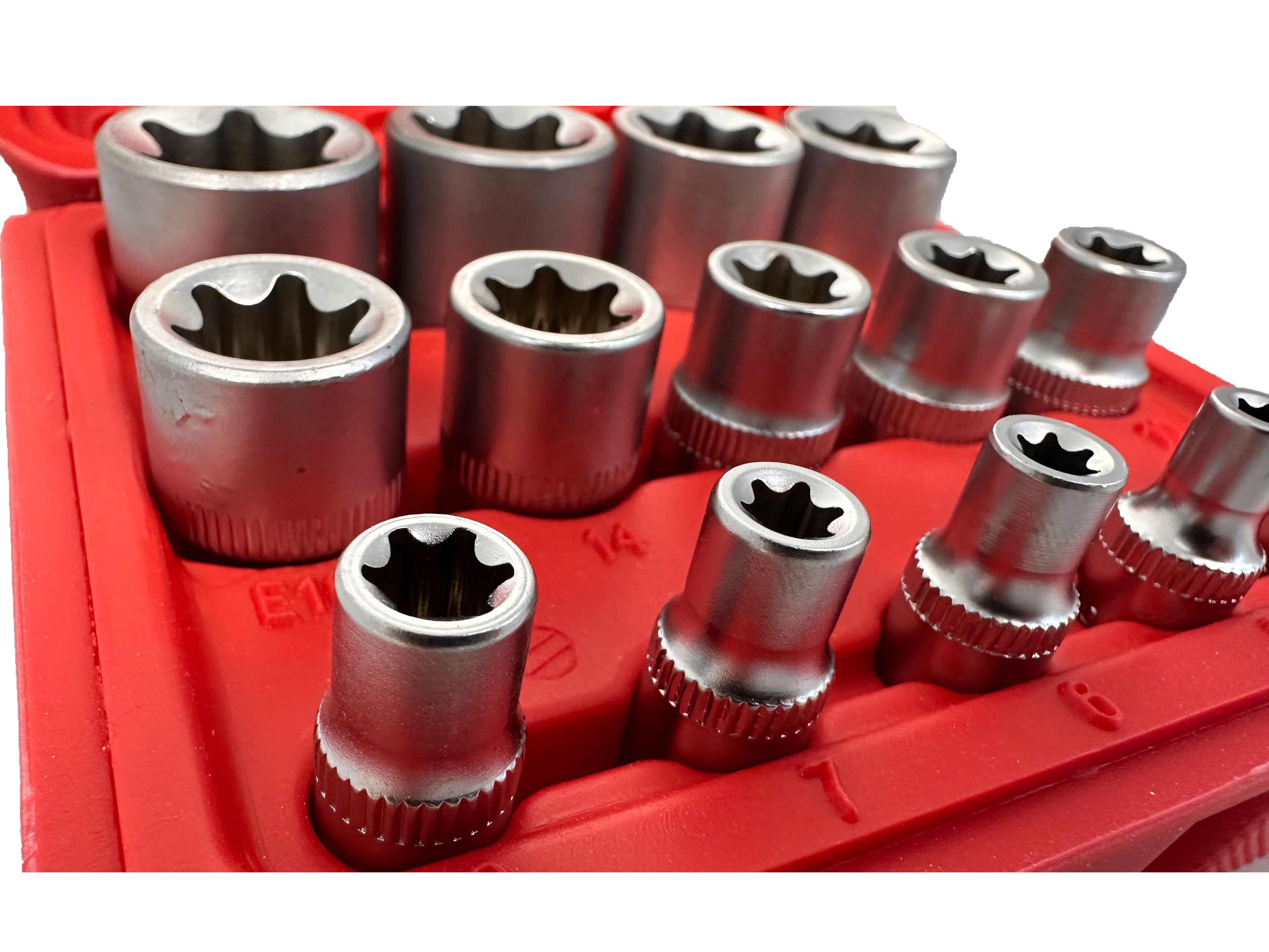 Dugókulcs készlet e profil e4-e24 1/4 3/8 1/2 14 db GEBO TOOLS