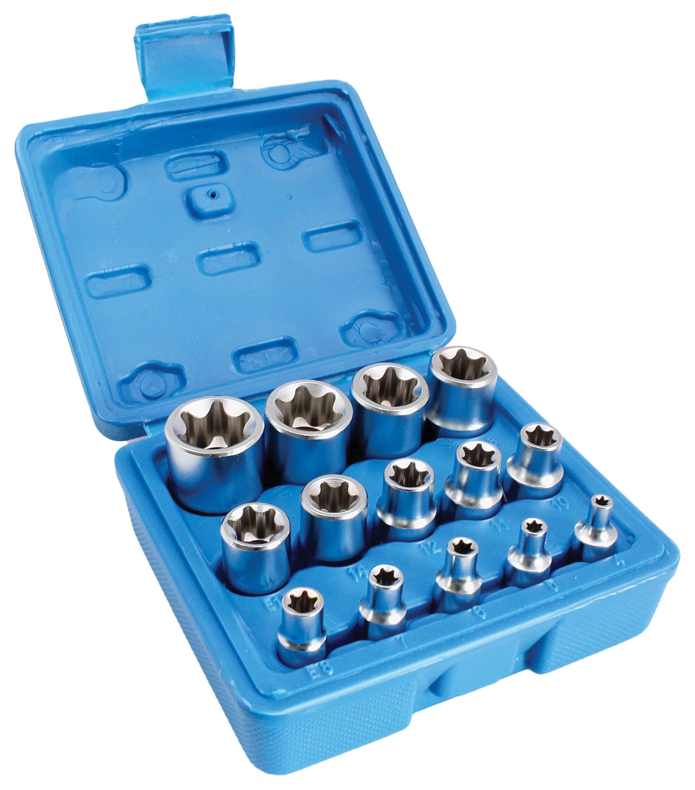 Dugókulcs készlet e profil e4-e24 1/4" 3/8” 1/2" 14 db
