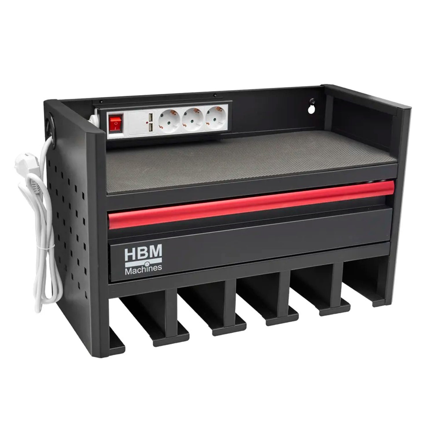 FALI SZERSZÁMTÁROLÓ SZEKRÉNY ELEKTROMOS ÉS PNEUMATIKUS SZERSZÁMOKHOZ, 1 FIÓKKAL, 220V ALJZATTAL