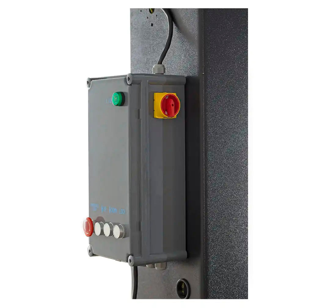 Elektrohidraulikus kétoszlopos - csápos emelő automata zárkioldással szimetrikus 3 szegmenses karokkal 4 t 230 v l-240f REDATS