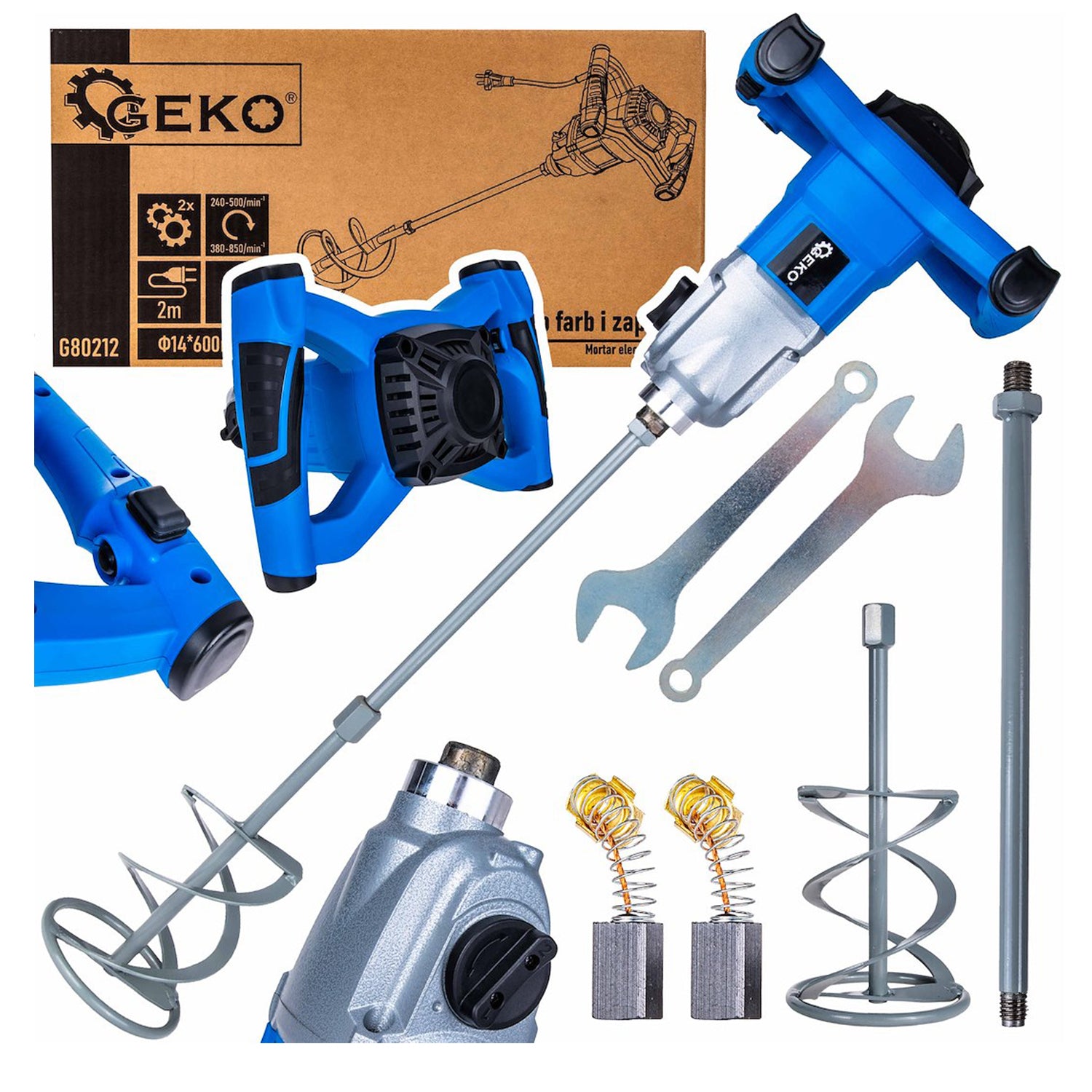 Elektromos keverő 2 sebességgel festékekhez és habarcsokhoz 1600W m14 GEKO