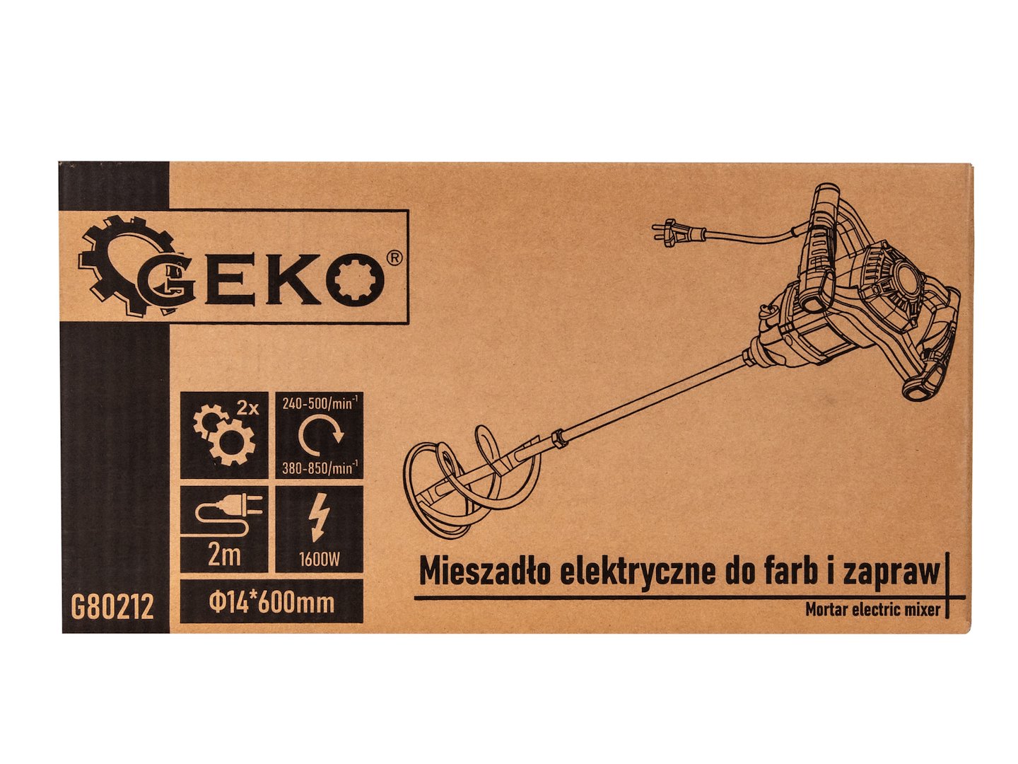 Elektromos keverő 2 sebességgel festékekhez és habarcsokhoz 1600W m14 GEKO