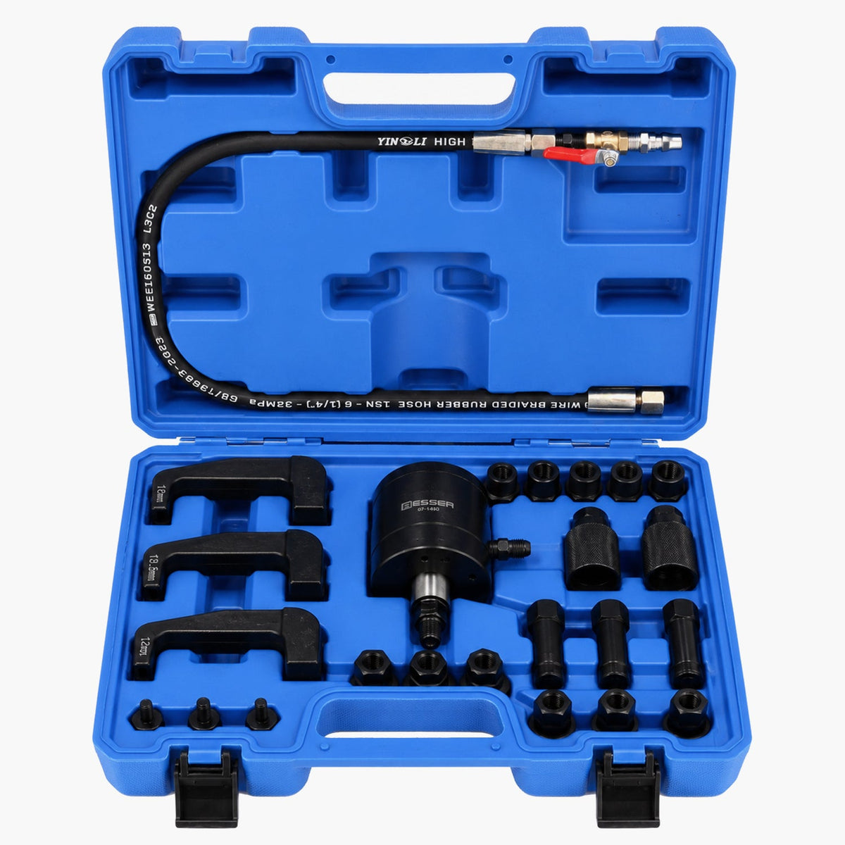 Pneumatikus injektor kihúzó készlet adapterekkel, 24 db, Bosch, Delphi, Denso, Siemens
