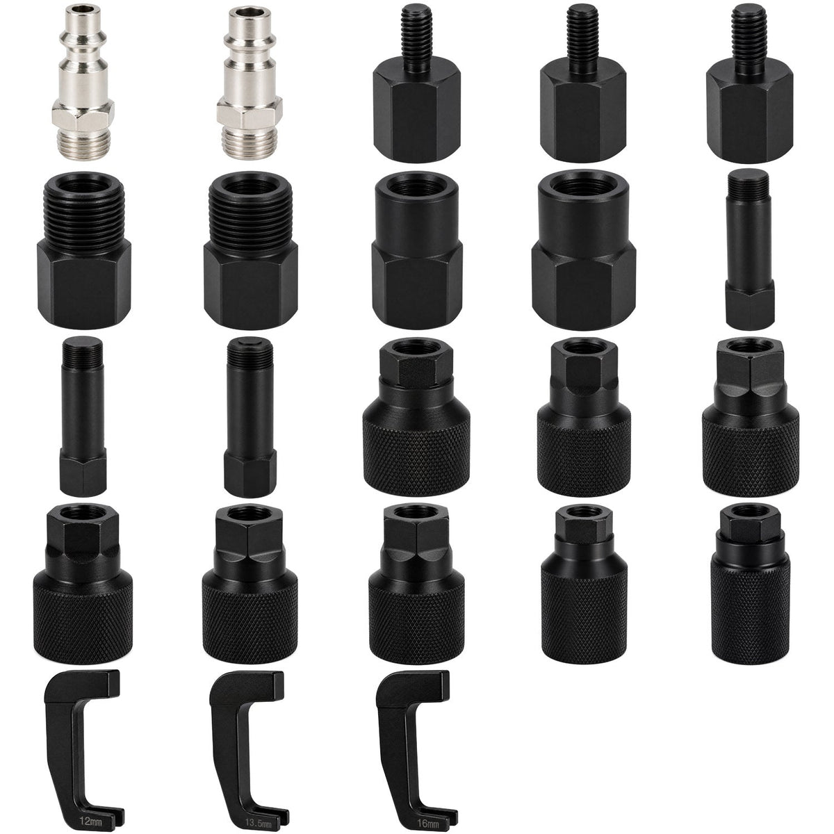Pneumatikus injektor kihúzó készlet adapterekkel, 24 db, Bosch, Delphi, Denso, Siemens