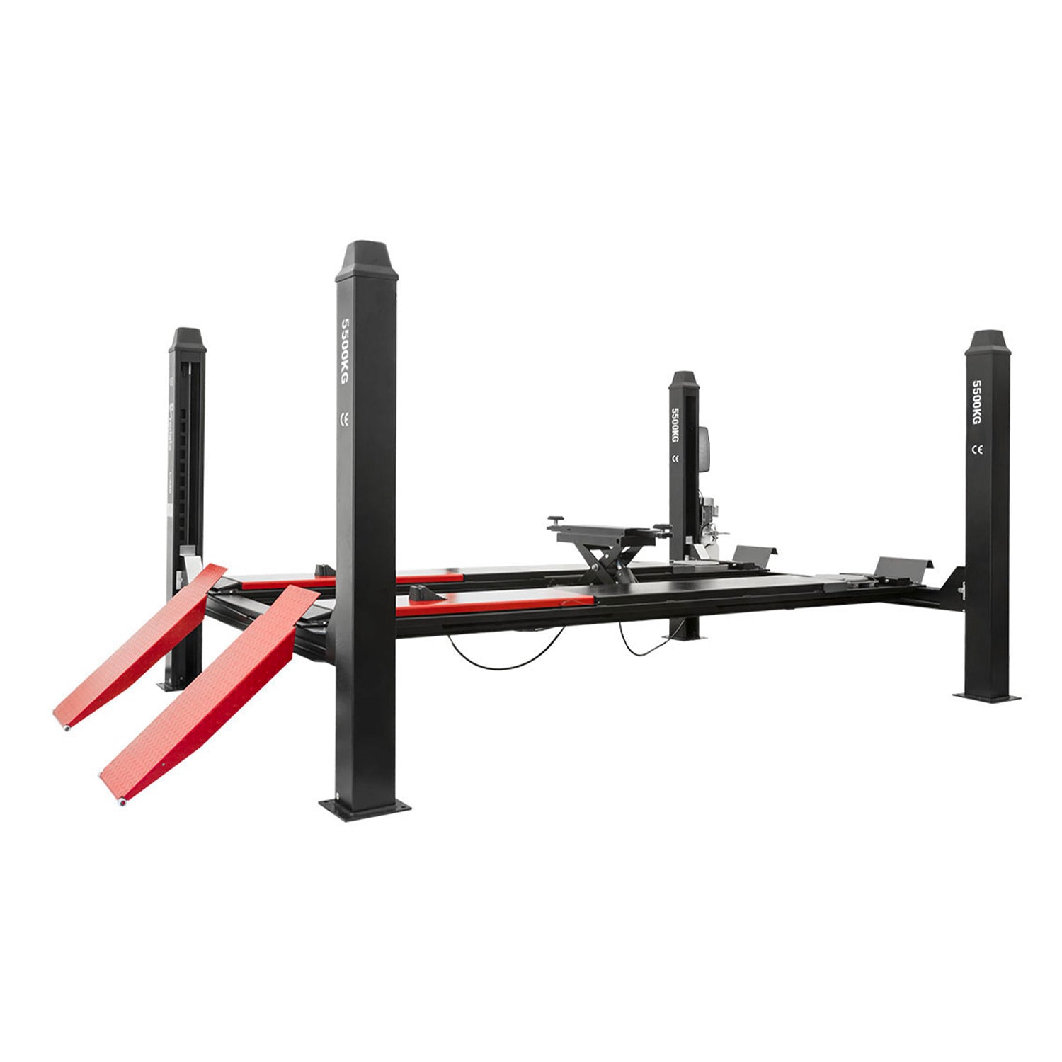 NÉGYOSZLOPOS EMELŐ 5,5T 380V BEÉPÍTETT CSATORNAEMELŐVEL